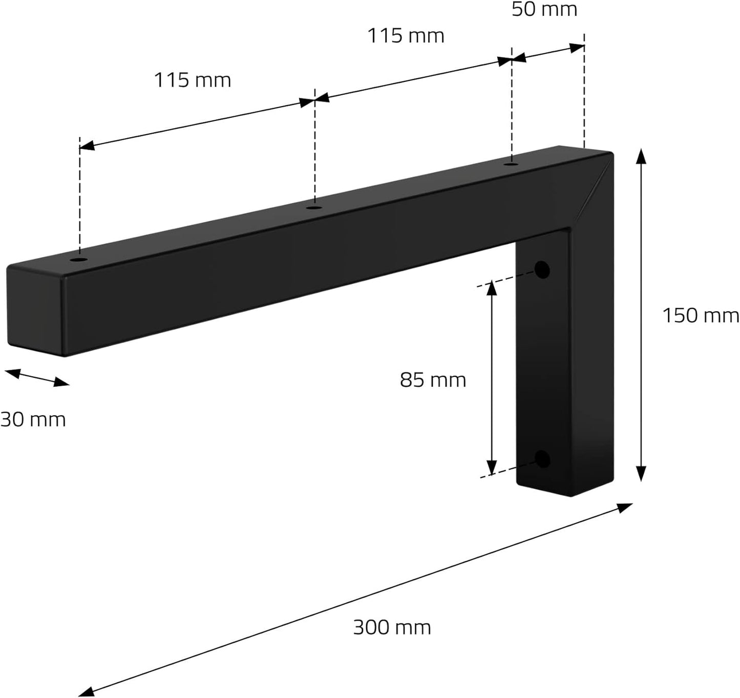 Wandkonsole-Set für Waschtisch, 300 x 150 mm Schwarz
