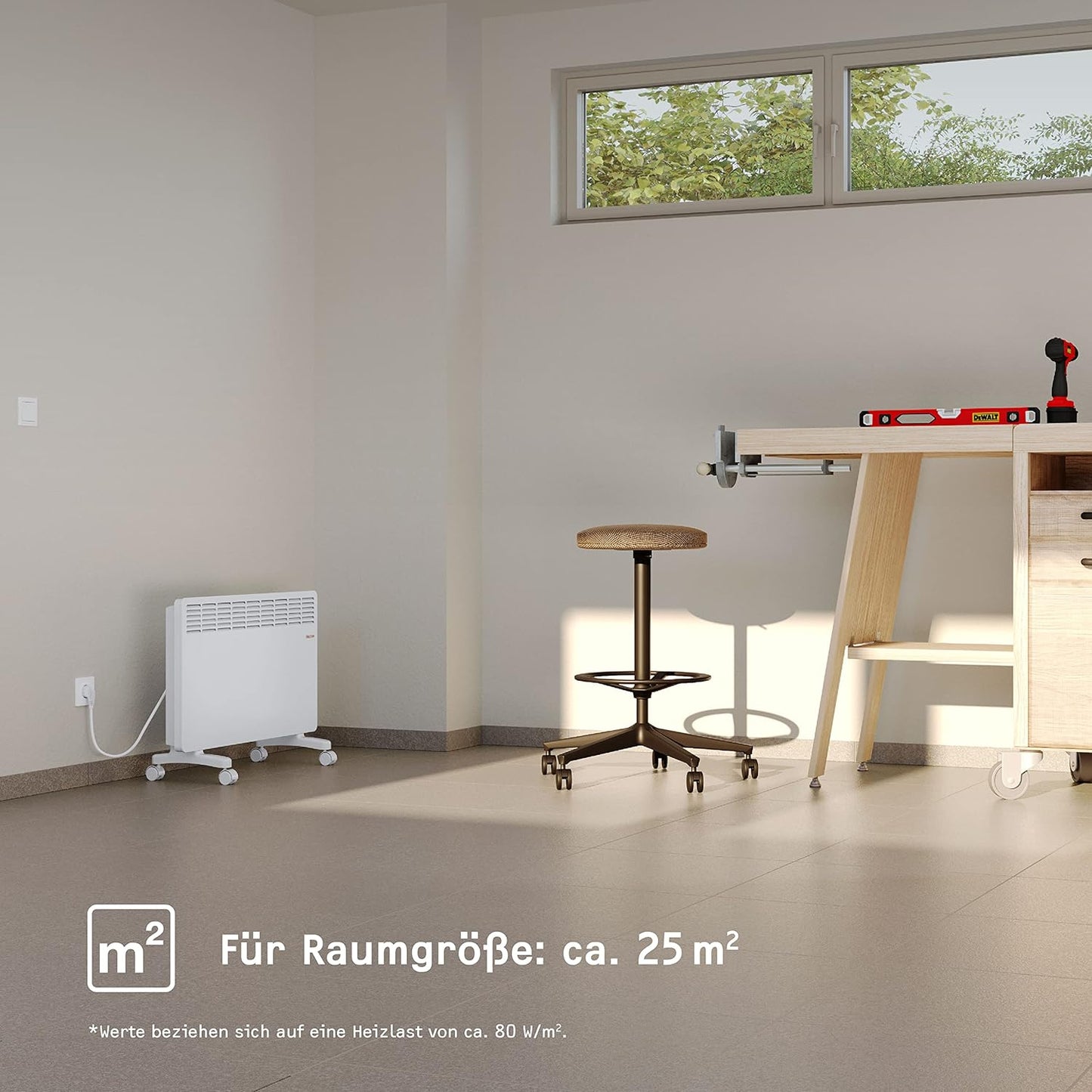 Elektroheizung, für ca. 25 m² ; Metallgehäuse ohn 120-Min.-Timer ; 2021