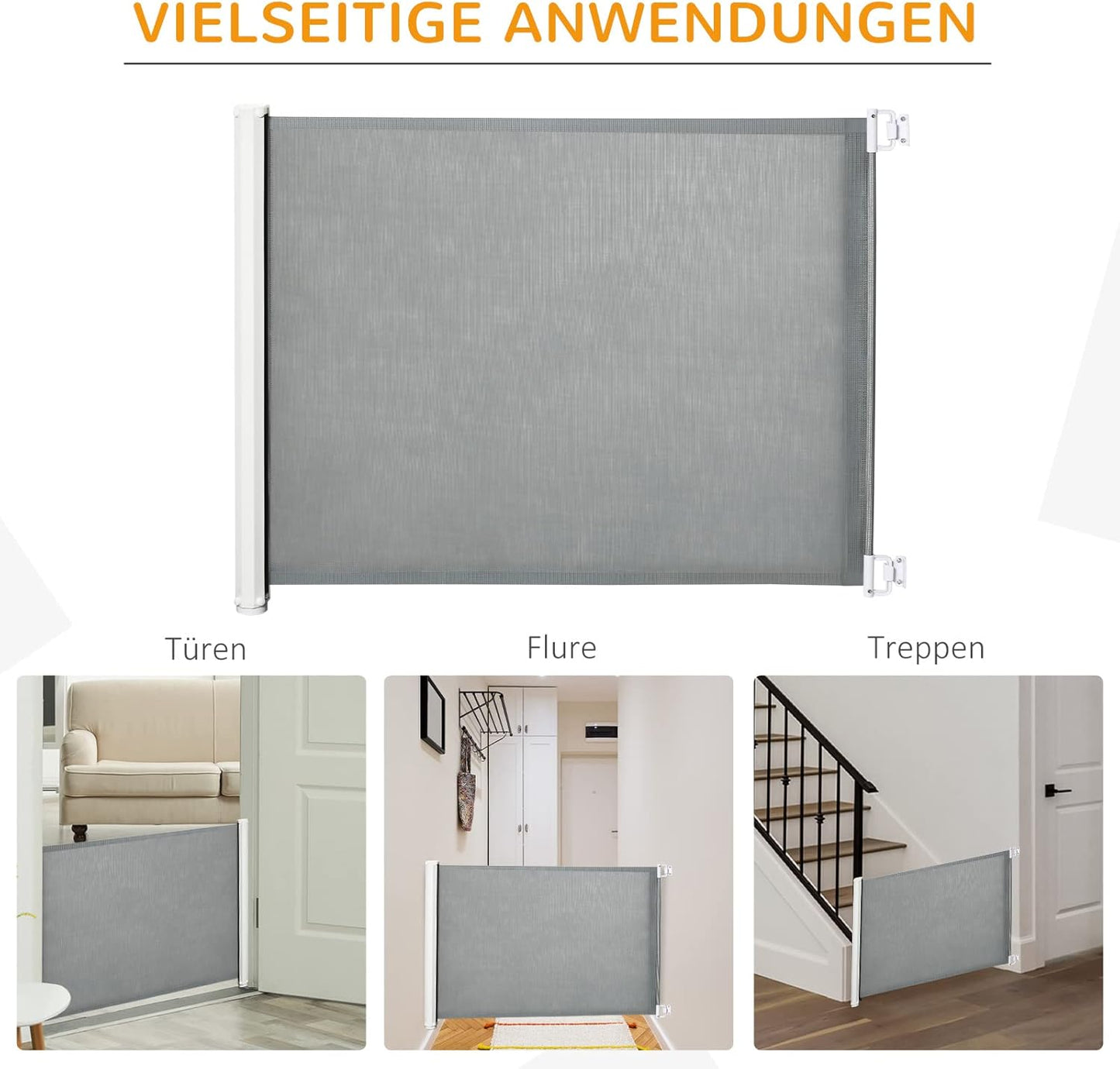 Hunde-Treppenschutzgitter einrollbar, Grau