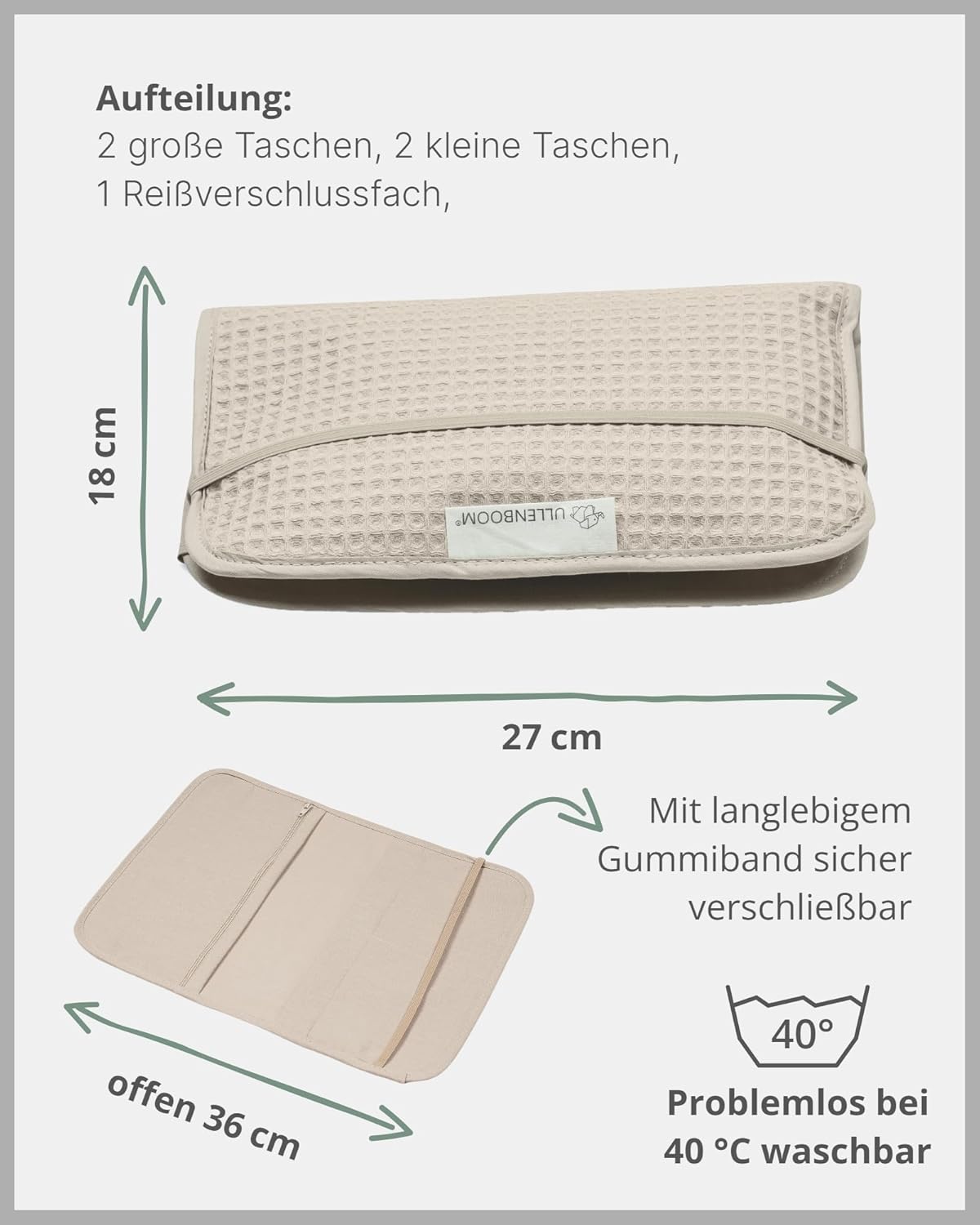 Windeltasche, Sand 18 x 27 cm