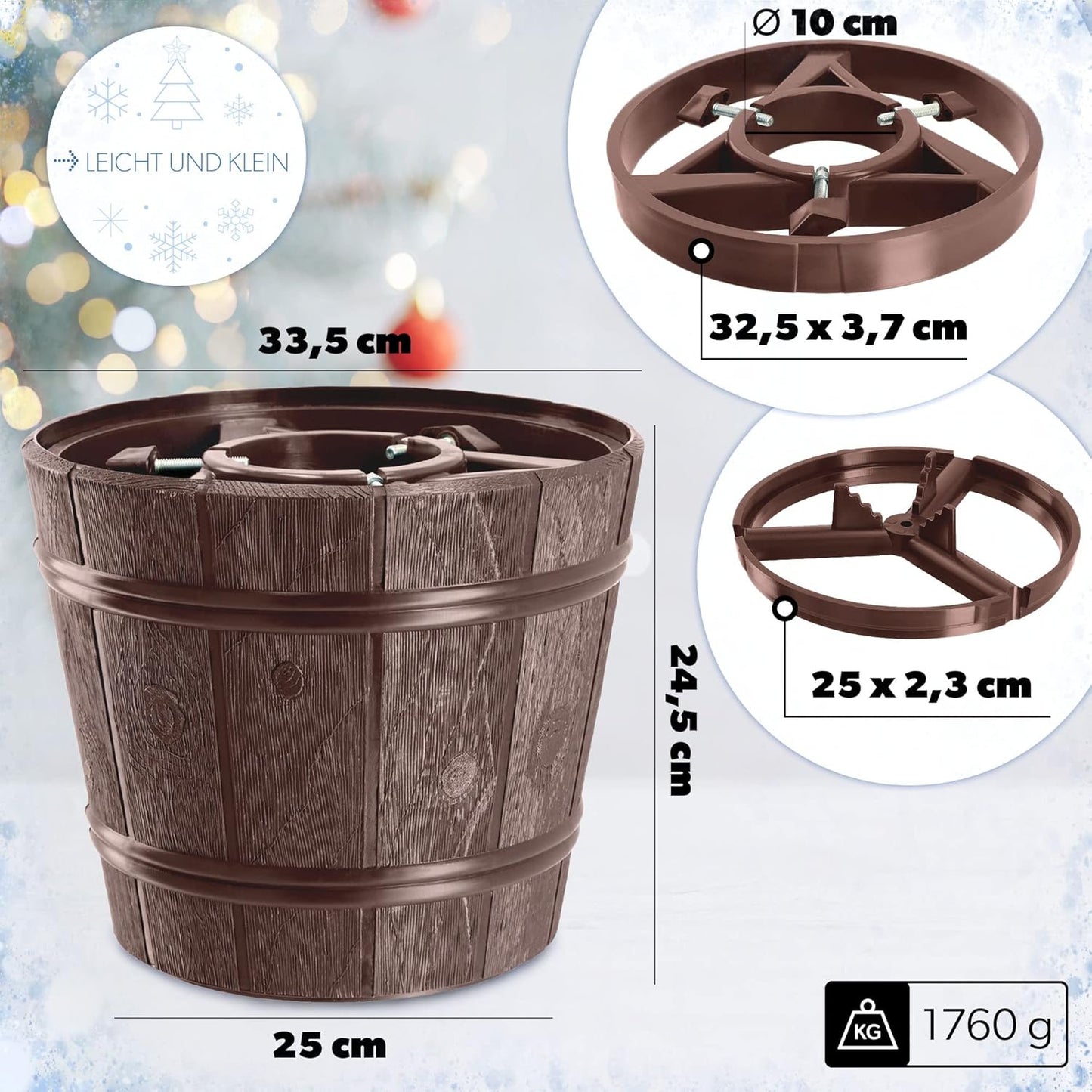 Weihnachtsbaumständer, Baumhöhe bis 280cm /Braun