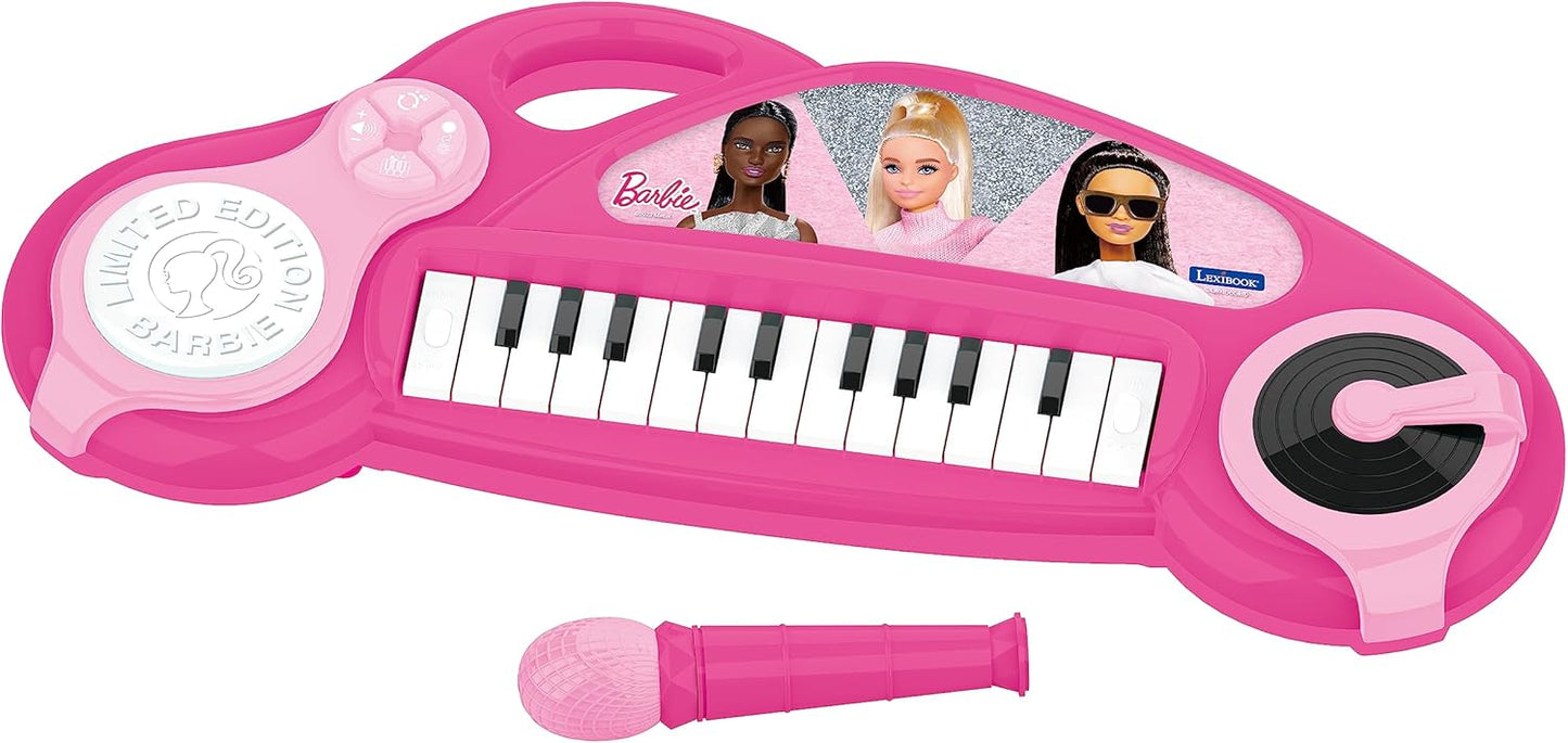 Barbie Elektronisches Kinderklavier mit Lichteffekten und Mikrofon, Barbie