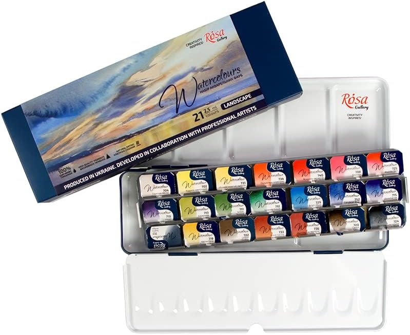 Aquarellfarben-Set für Landschaftsmalerei mit 21 Farben, Landschaft