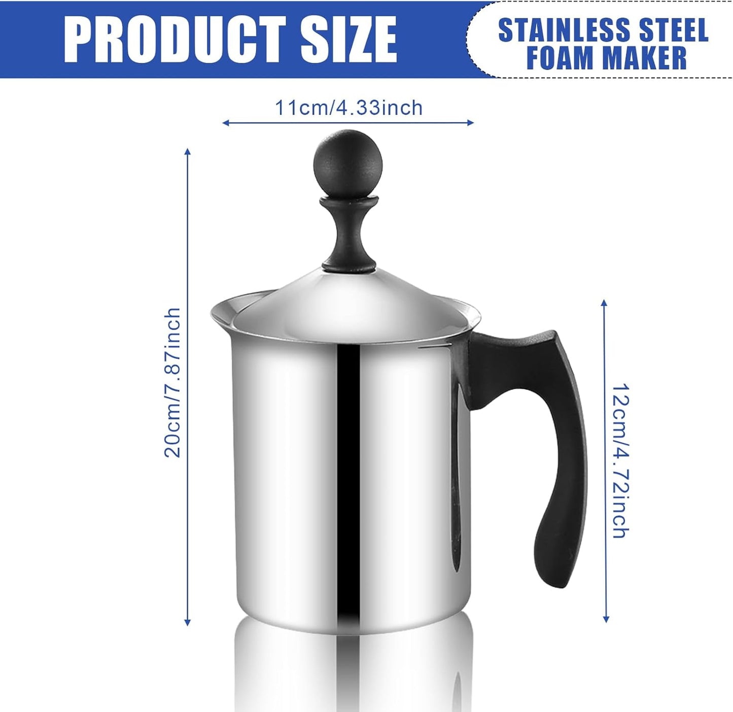 Manueller Milchaufschäumer mit Doppel-Sieb (800ml)
