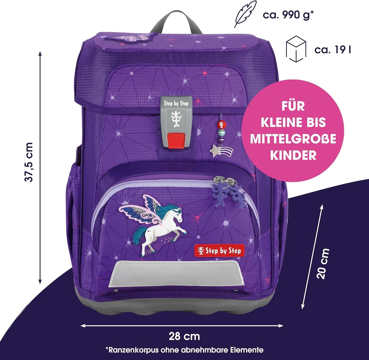 5-teiliges Schulranzen-Set Cloud, Dreamy Pegasus - Lila - Grau