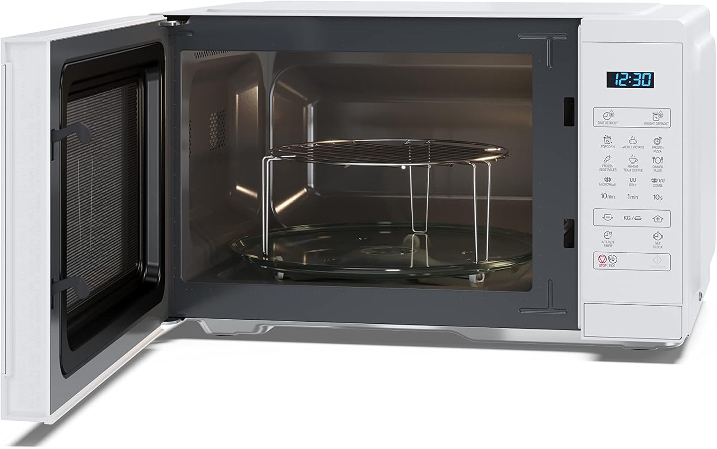 Mikrowelle mit Grillfunktion, Kristallweiss 25 Liter, 900W Grill, Digital