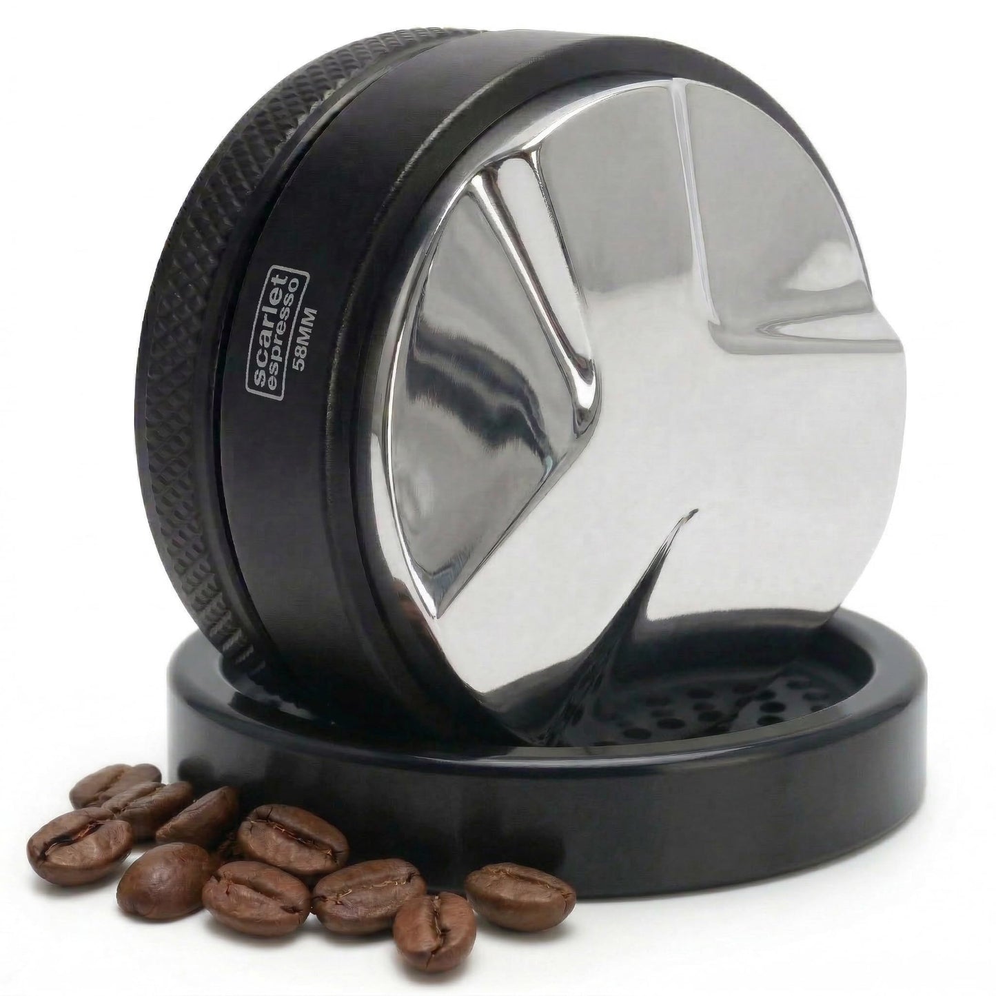 Kaffee Distributor Grande TRE, 58.5 mm, Set (58,5 mm + Tamperablage) Schwarz