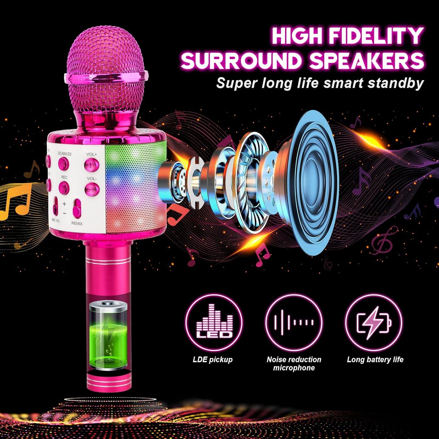 4-in-1 Karaoke Mikrofon, purple