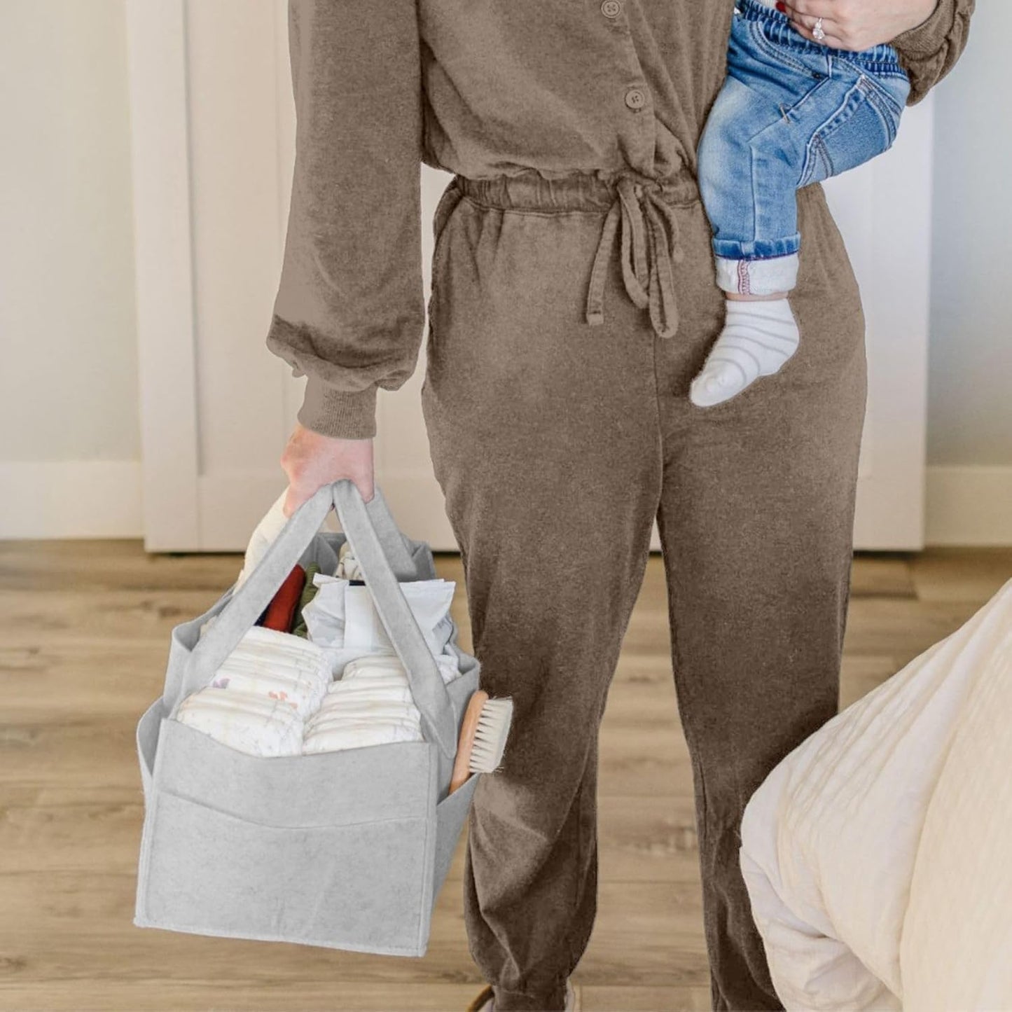 Wickel-Organizer für Wickelstation & Babygeschenk, Grau Standardgrösse