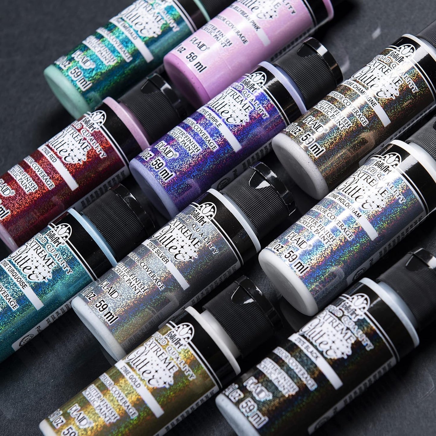 Extreme Glitter Acrylfarben-Set 10 x 59 ml, Extremer Glitzer.