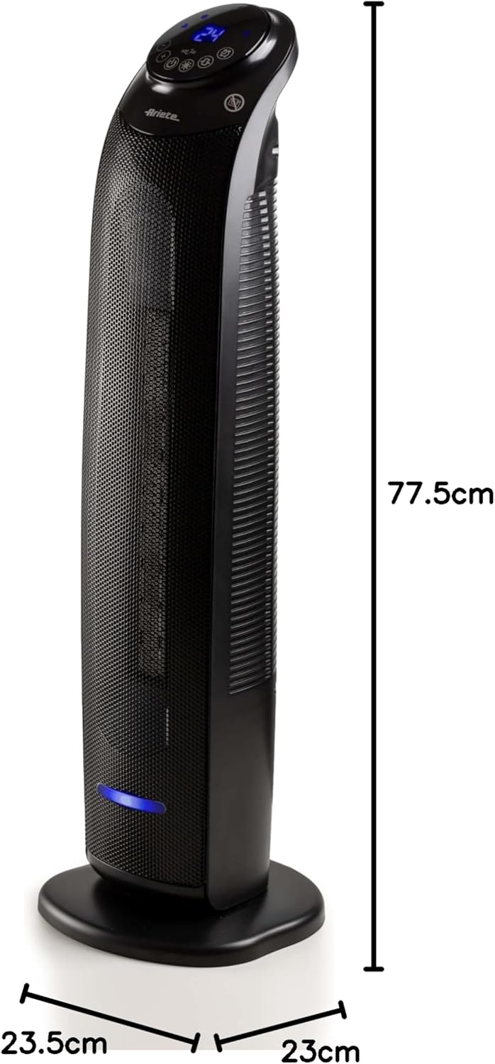 Turm-Heizlüfter mit Timer und Oszillation, Schwarz Turmheizlüfter