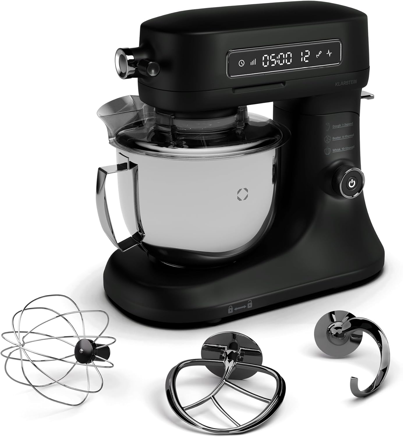 Küchenmaschine mit LCD-Touch & 5L Schüssel, Schwarz Chiara Küchenmaschine