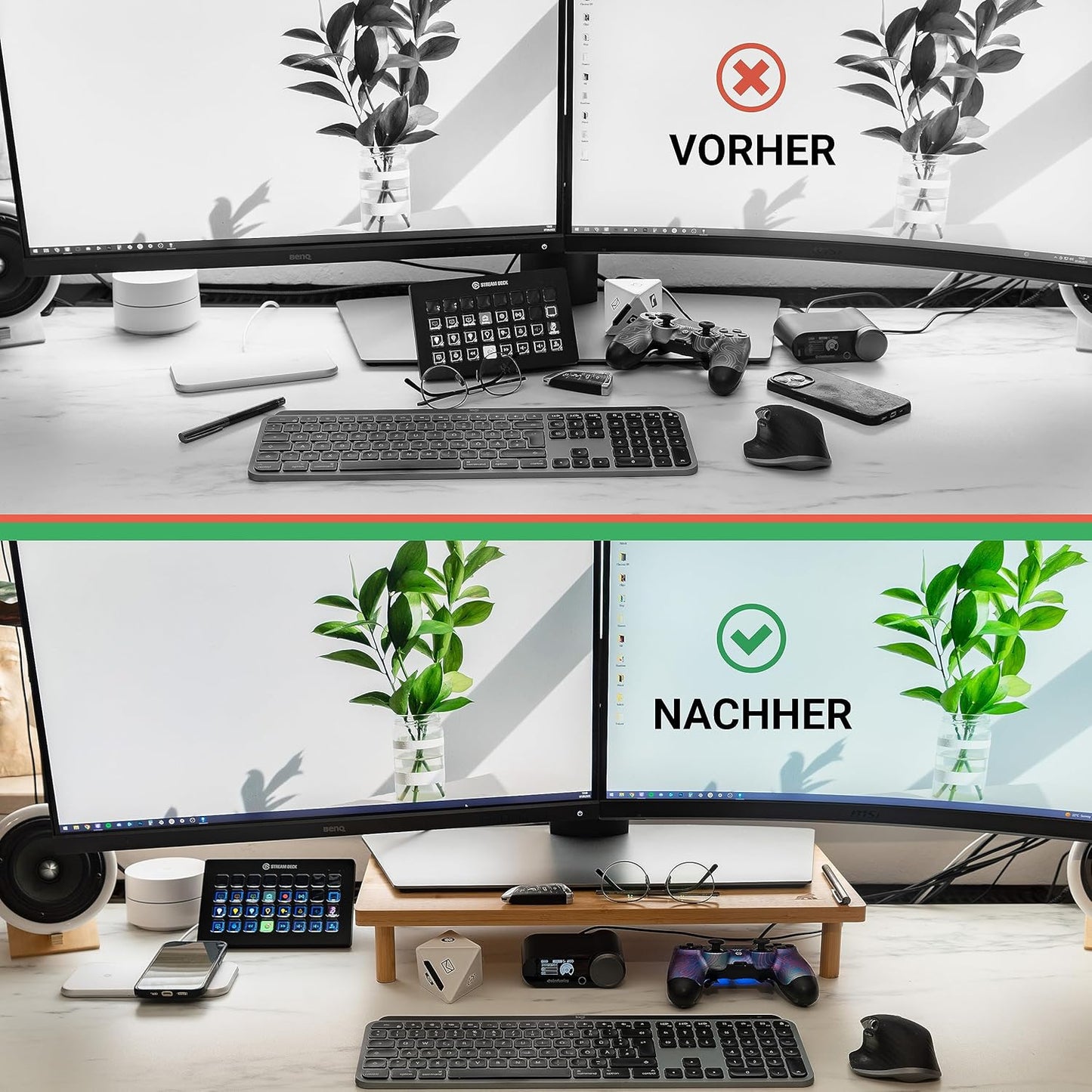 Ergonomischer Monitorständer aus Bambus