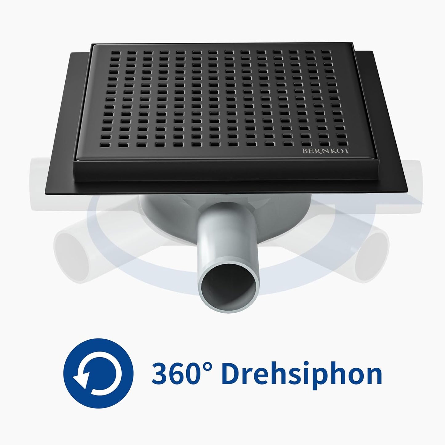 Duschrinne mit 360° Siphon und Geruchsstop, Schwarz 20cm
