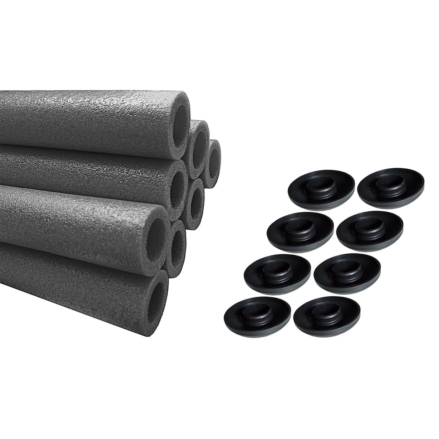Trampolin Stangenschutz-Polster Set, Grau inkl. Kappen