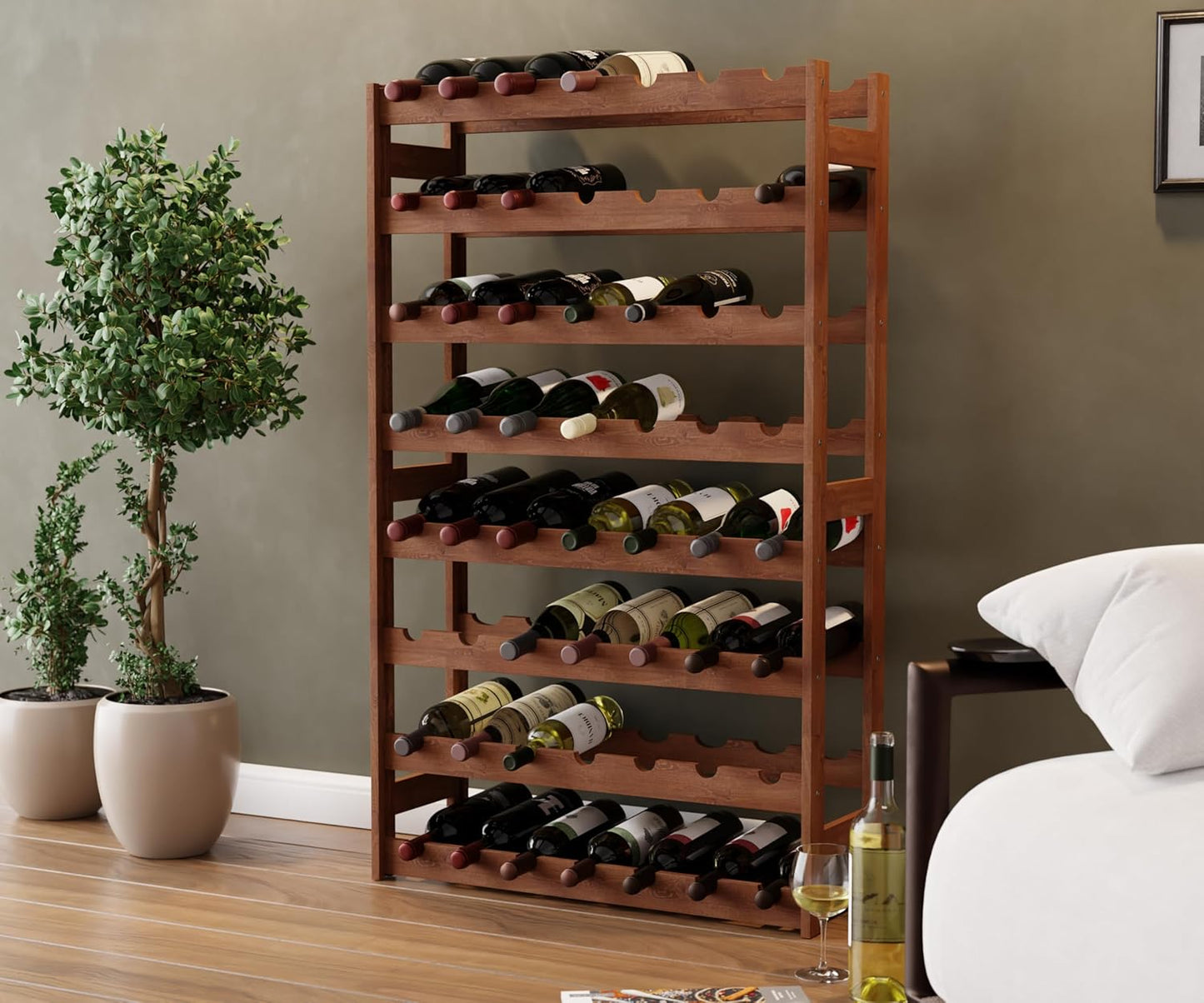 Weinregal für 56 Flaschen, Braun RW-1-56, 118 x 72,5 x 25, 7 liegen, 56 Flaschen