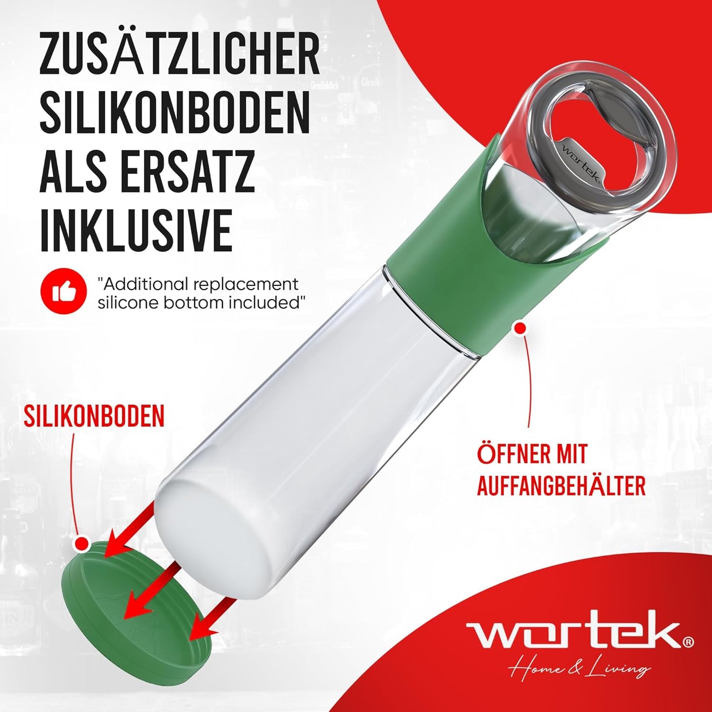 Flaschenöffner mit Auffangbehälter für Kronkorken, Grün