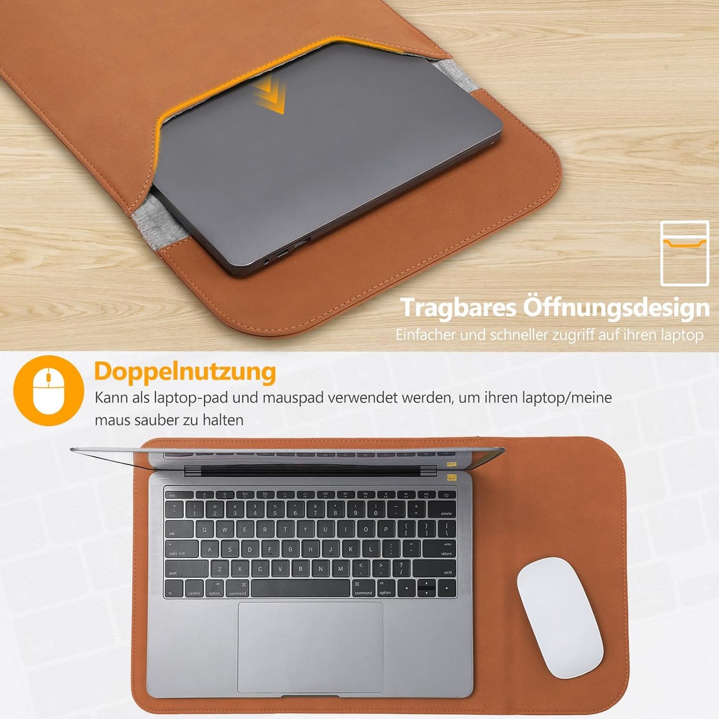 Laptophülle, 13,3-14 Zoll Braun