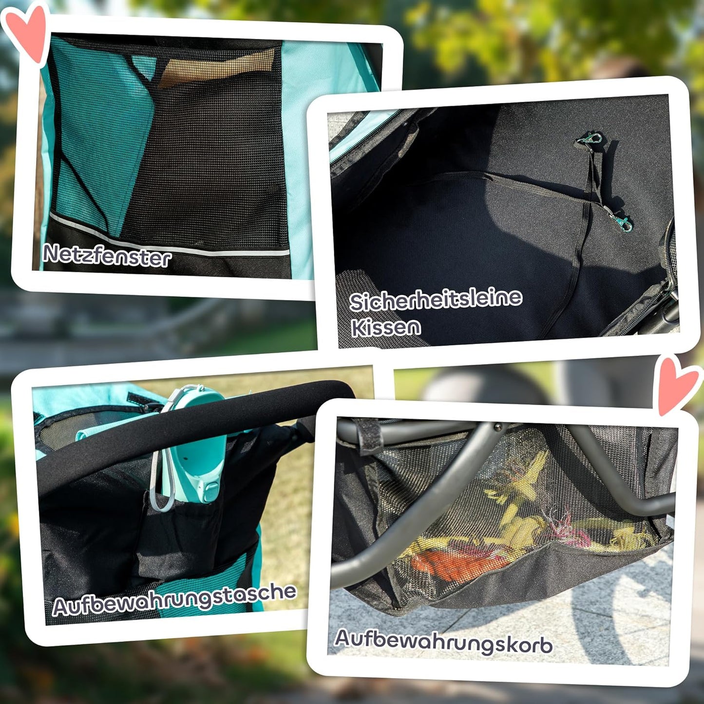 Klappbarer Hundewagen für kleine Haustiere, Türkis One Size
