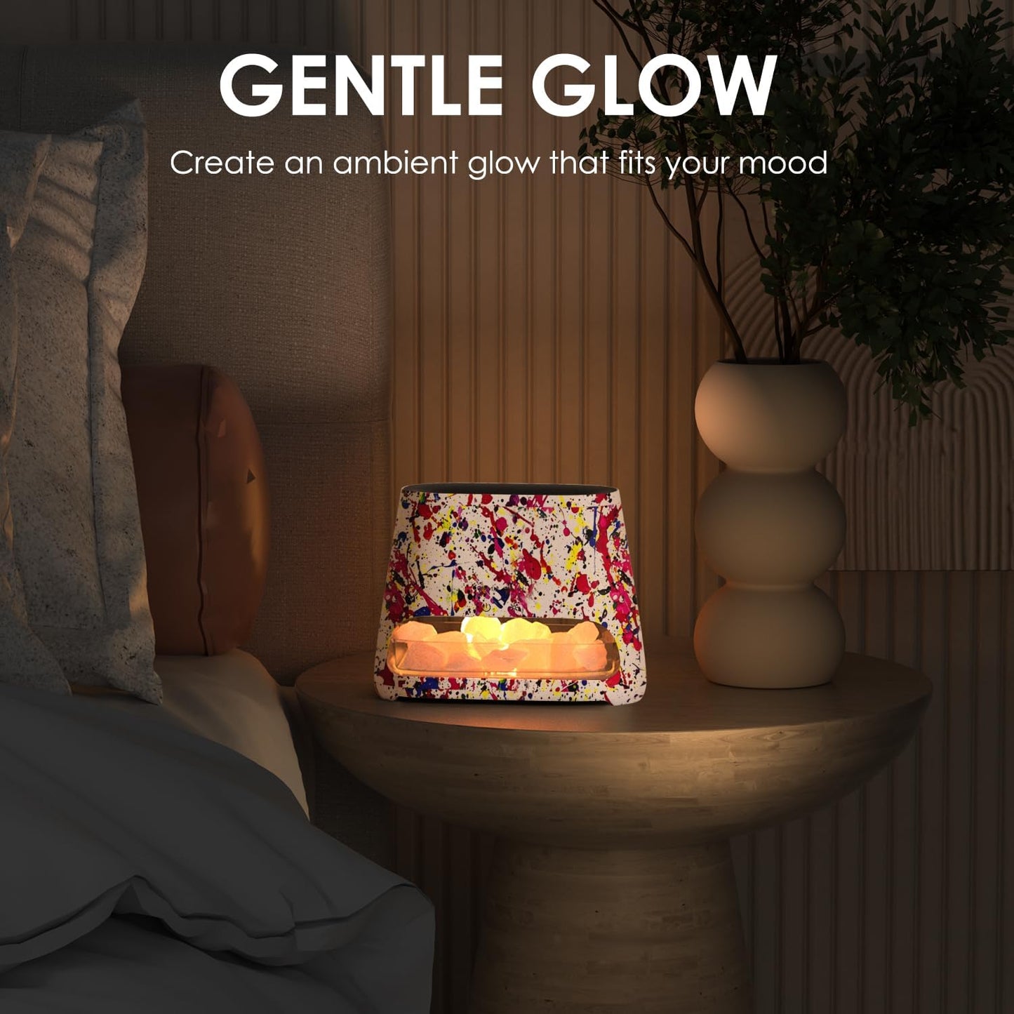 2-in-1 Aroma Diffuser & Salt Leuchte mit Flammeneffekt, Bunt