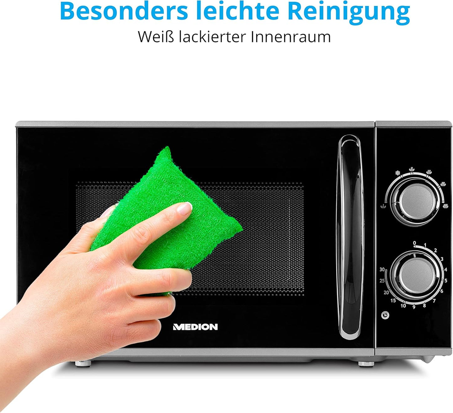 MD 15644 - Mikrowelle mit Auftaufunktion, Grau 17 Liter | 6 Leistungsstufen