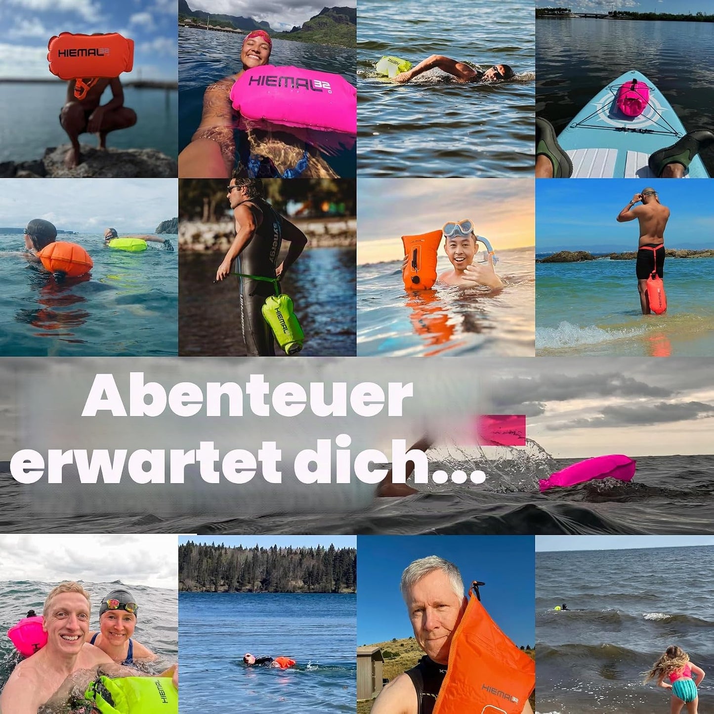 Offenwasser-Schwimmboje mit Trockensack 15 l, Pink