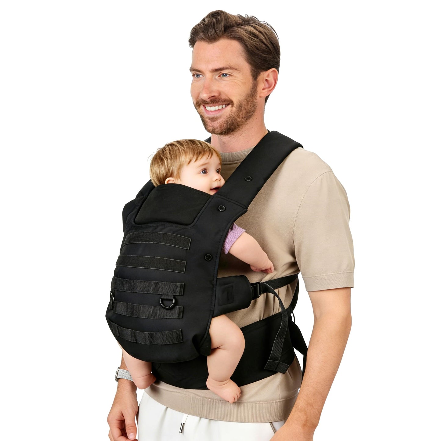 Ergonomische Babytrage für Väter, Schwarz