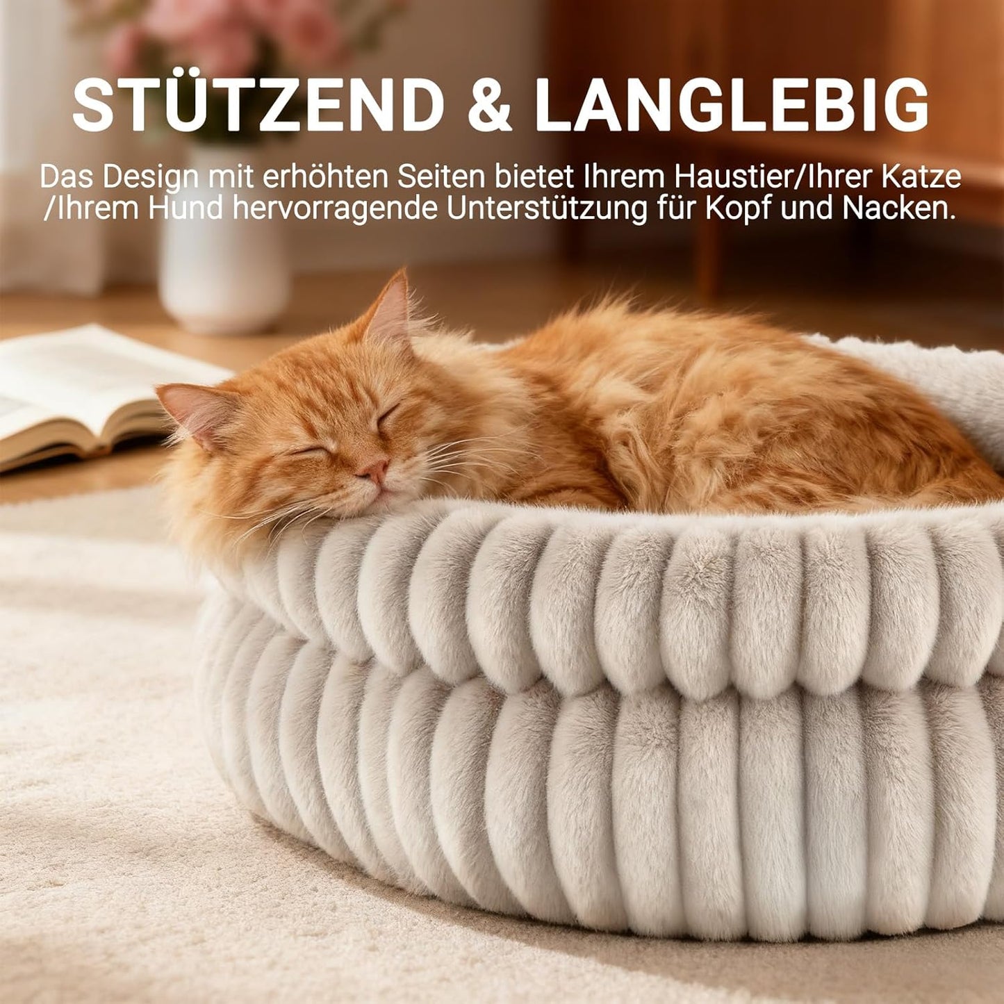 Waschbares Katzenbett, 51x51x20CM Braun