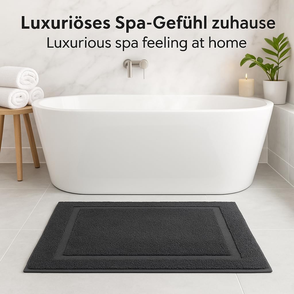 2er-Set Badematten, 50x70 cm, 2x Badvorleger Graphit