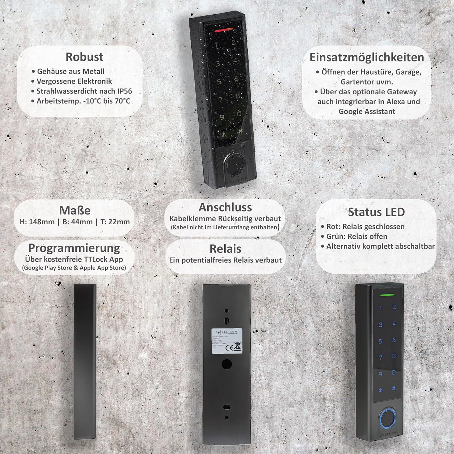 Smart Home Codeschloss mit Fingerprint, Codeschloss