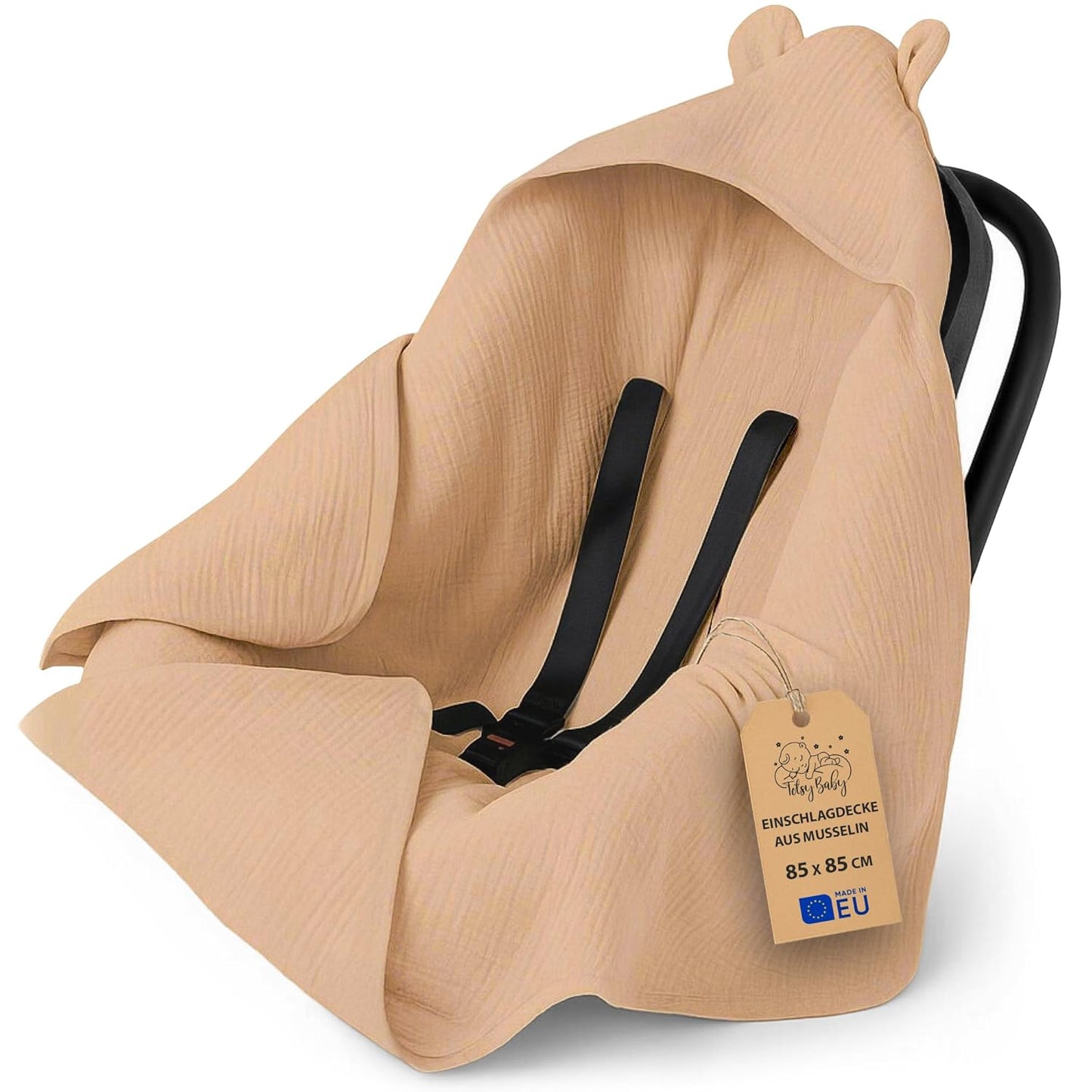 Einschlagdecke für Babyschale 85x85 cm, Beige 85 x 85 cm