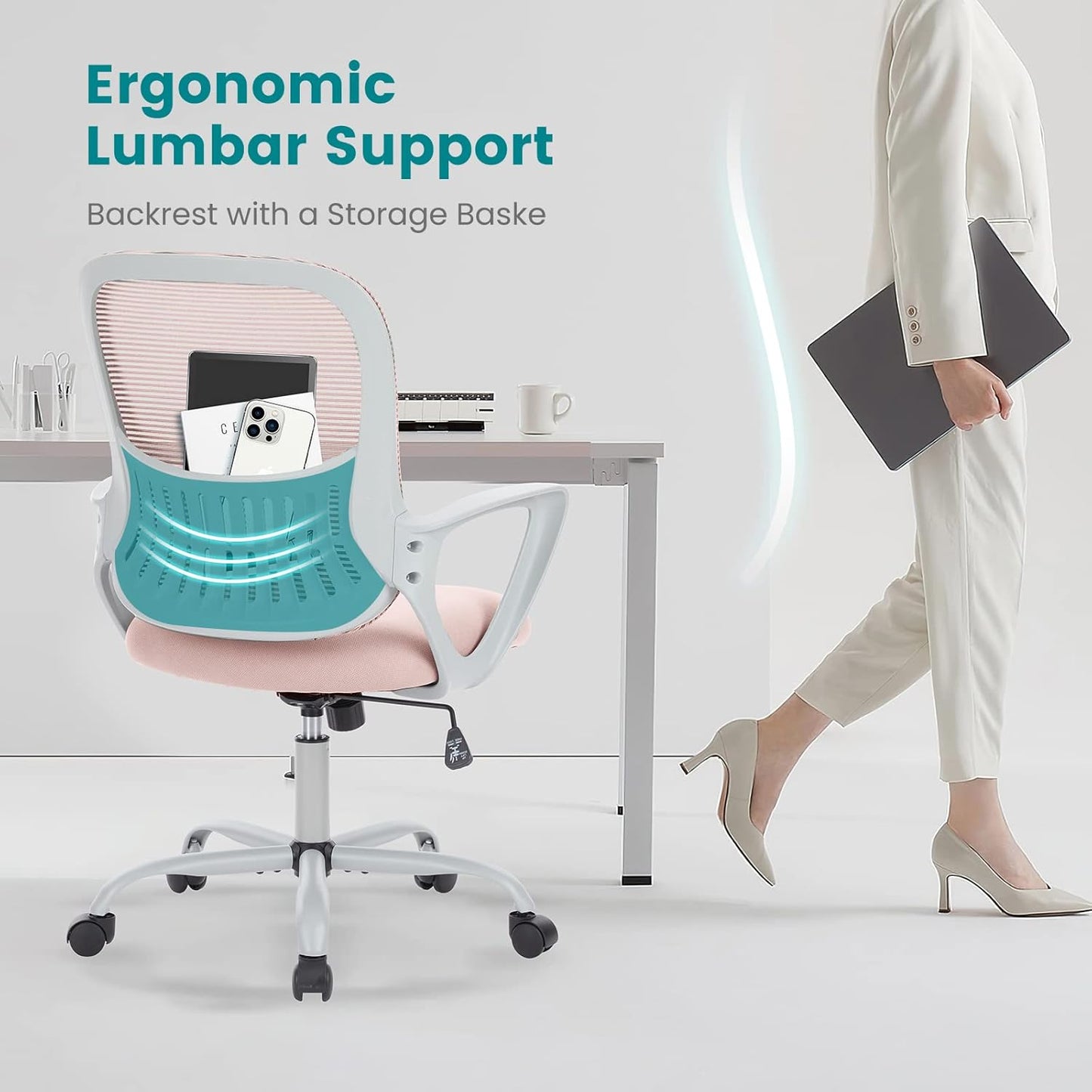 Ergonomischer Bürostuhl, Rosa
