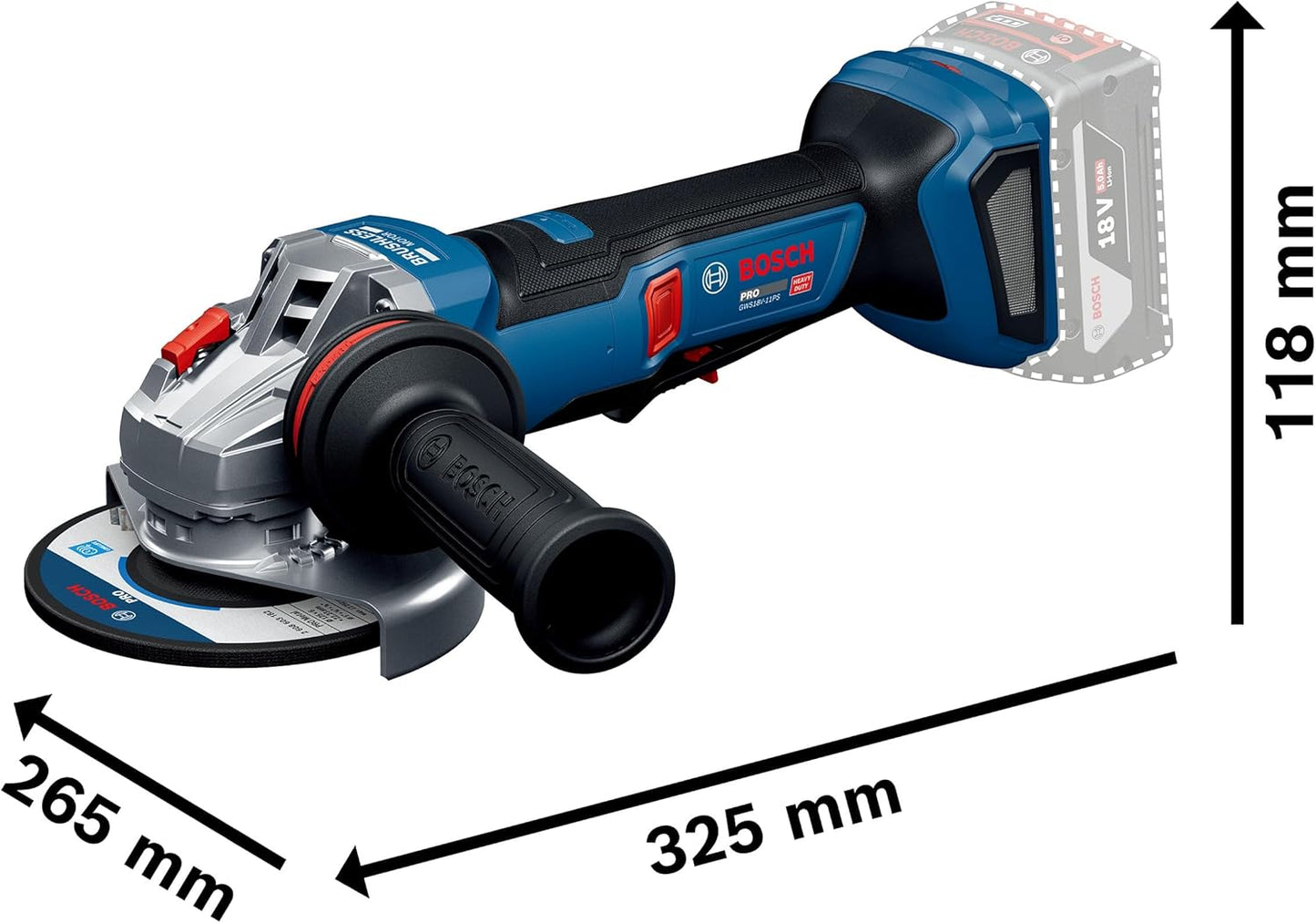 Akku-Winkelschleifer GWS18V-11PS mit L-BOXX, + L-Boxx, ohne Akku/Lader