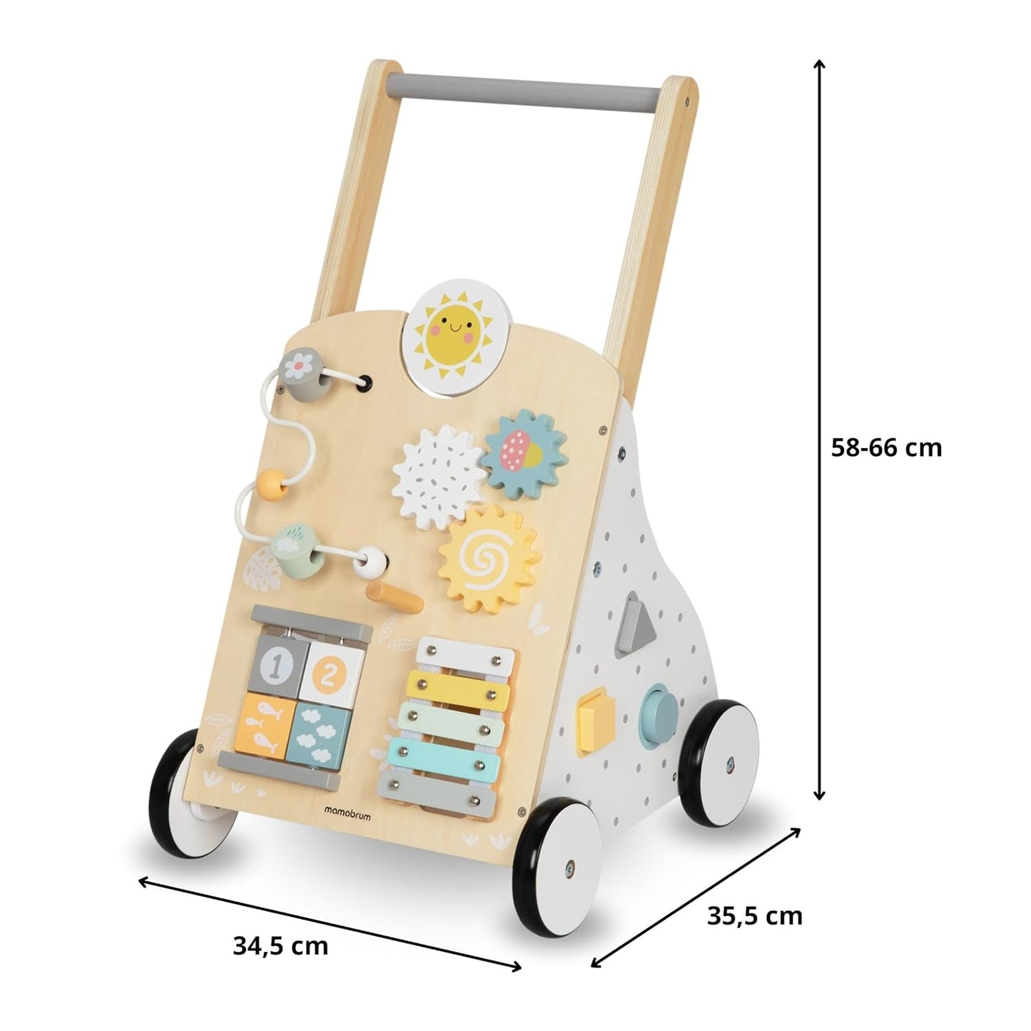 Lauflernwagen aus Holz mit Spielcenter