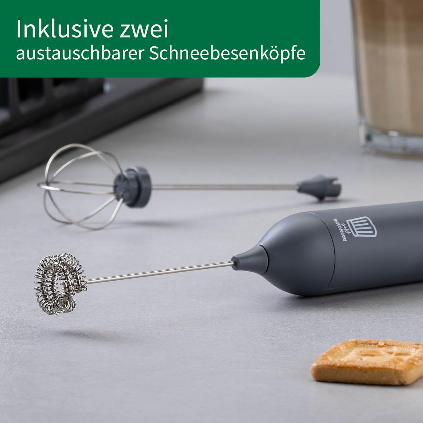 Elektrischer Milchaufschäumer mit USB-C-Aufladung und Schneebesen