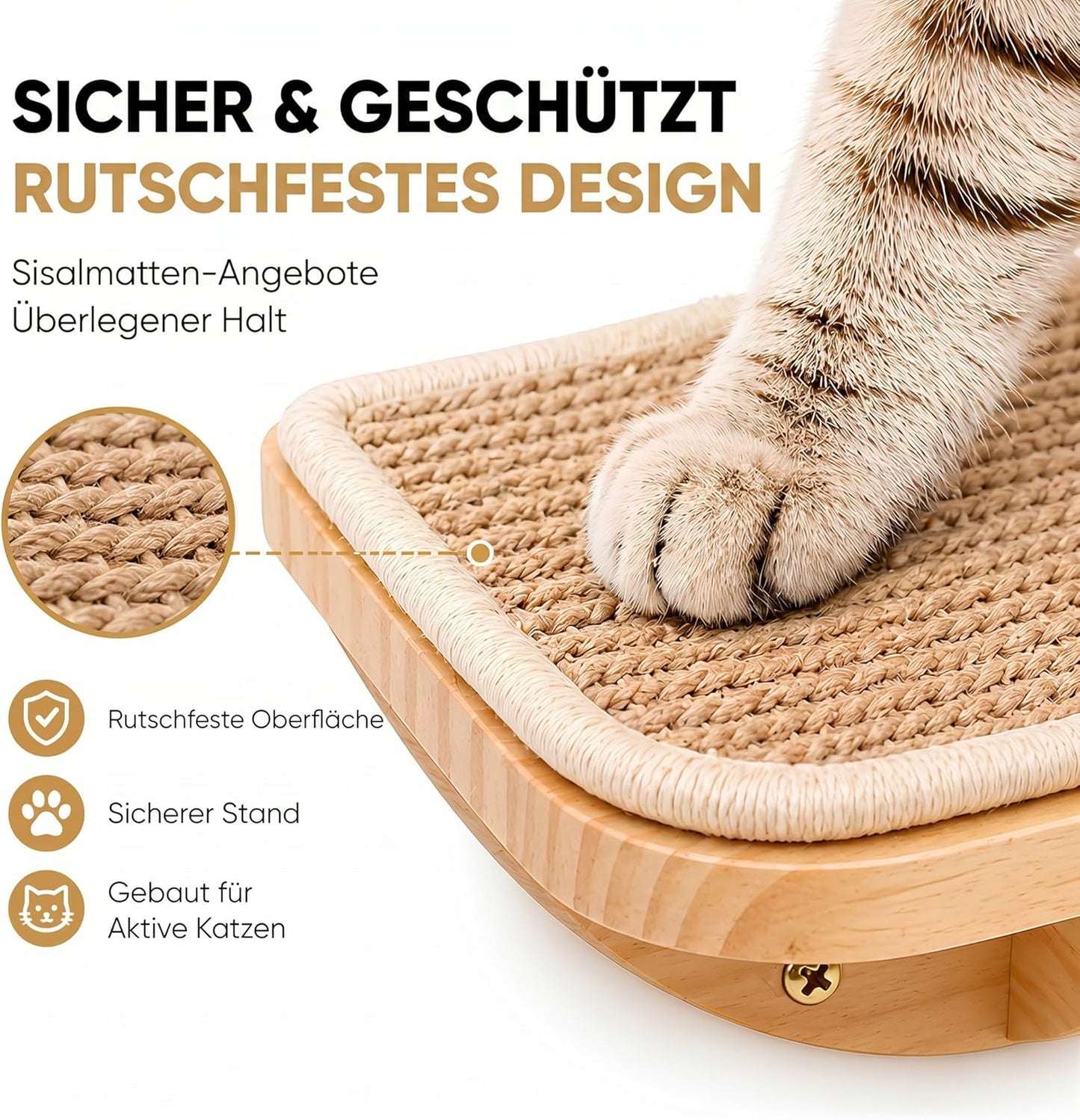 Katzen Kletterwand-Set, 3-teilig, mit 2 Kletterstufen & Gebogenen Plattforme, Beige 2PC Pedal + 1PC Katze Wandregal