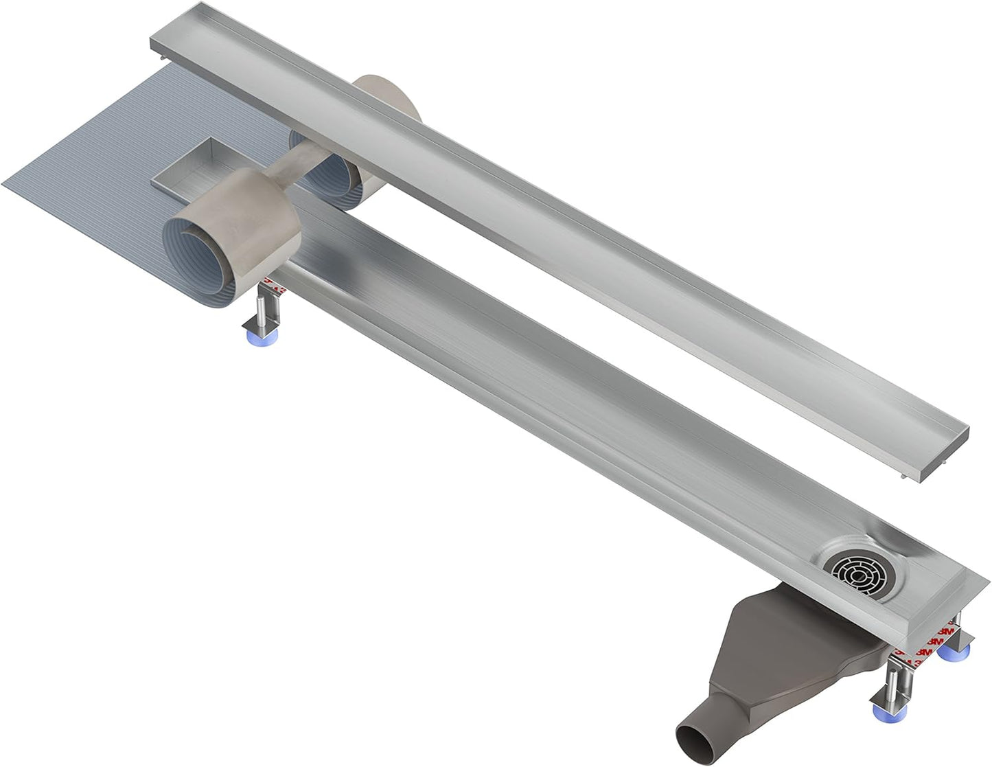 Extraflache Duschrinne 70cm mit Siphon, Länge: 70cm, Abgang Seite
