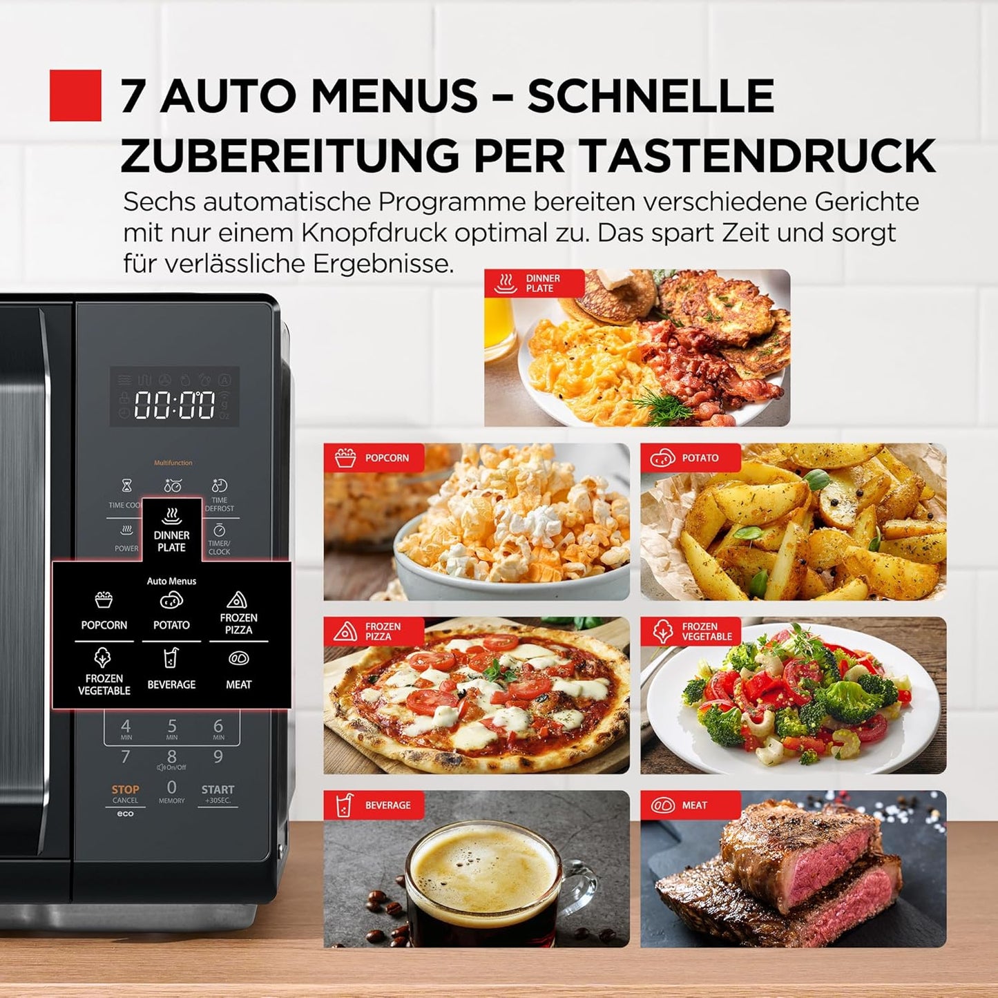 Digitale Mikrowelle mit Auftaufunktion, 23L Solo Digital