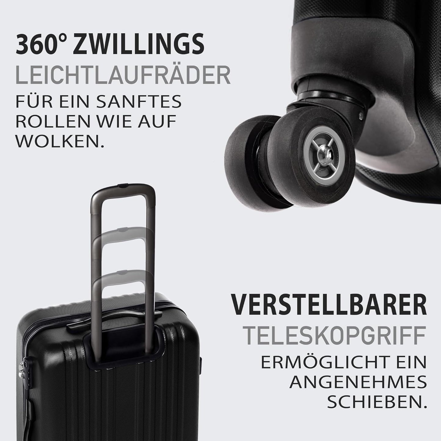 3-teiliges Hartschalen-Kofferset, Schwarz 3er Set