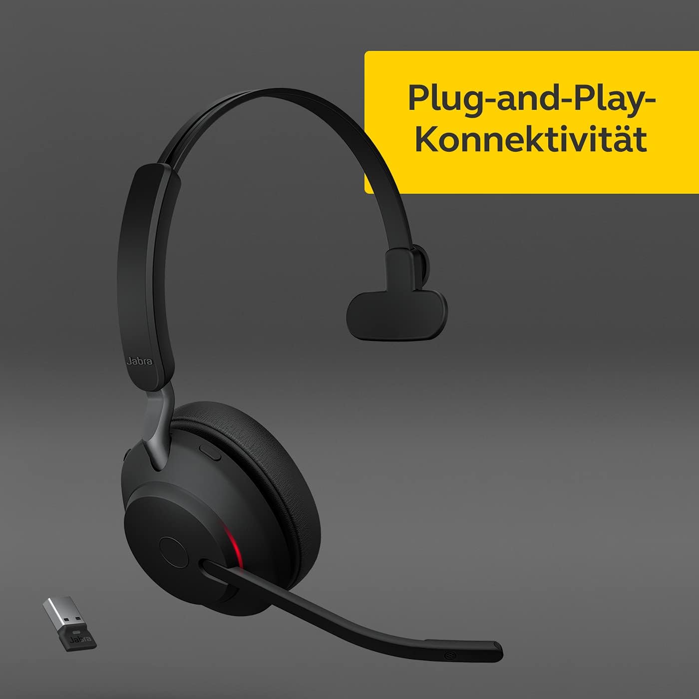 Evolve2 65 Mono-Headset mit Geräuschunterdrückung, USB-A dongle, Mono, Alle Plattformen, Schwarz