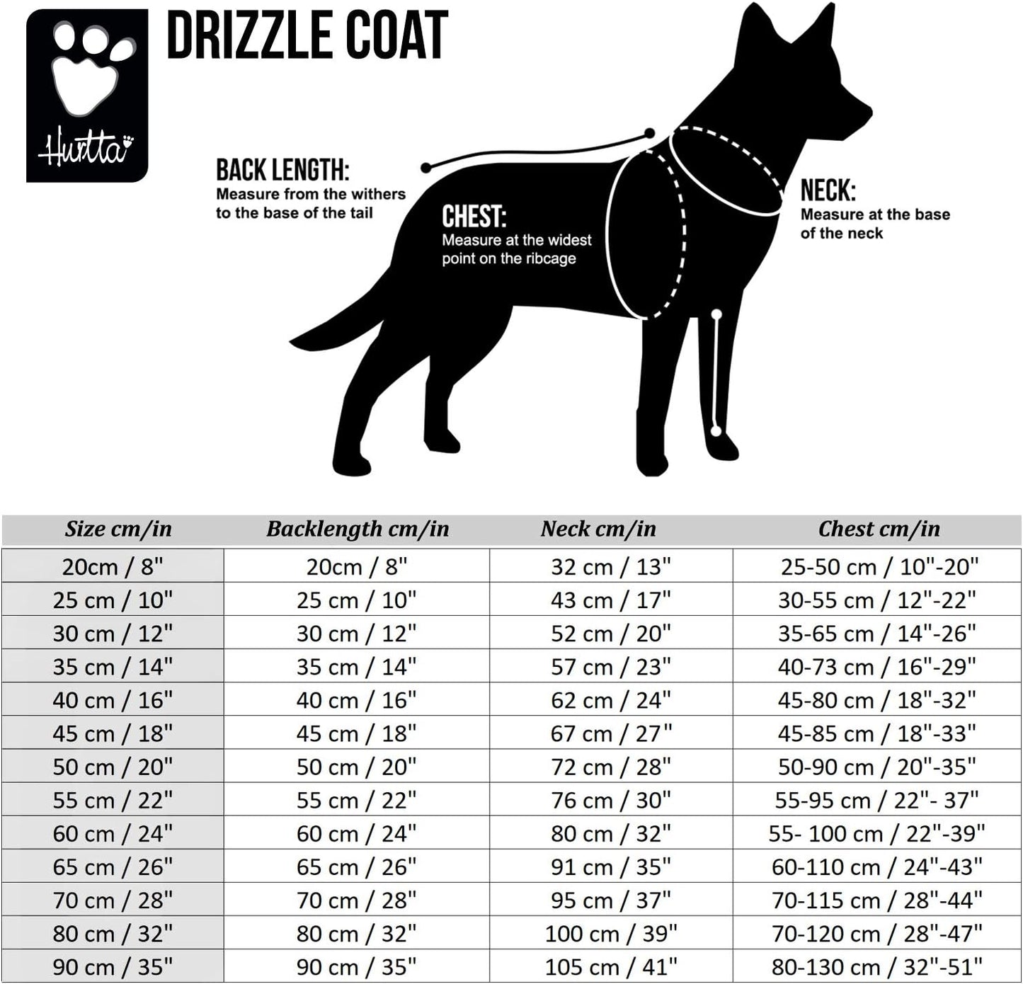 Drizzle Regenjacke für Hunde, raven|90cm