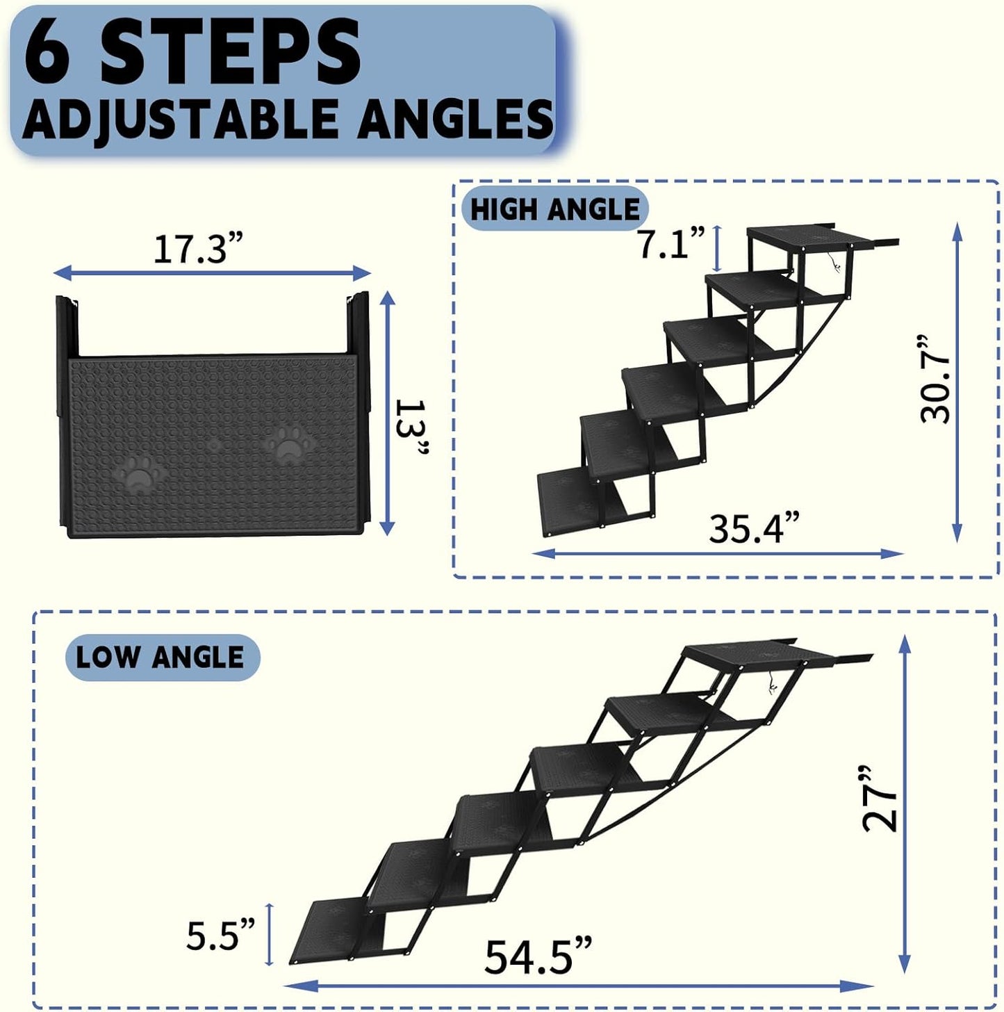 Klappbare Hunderampe, 6 Steps