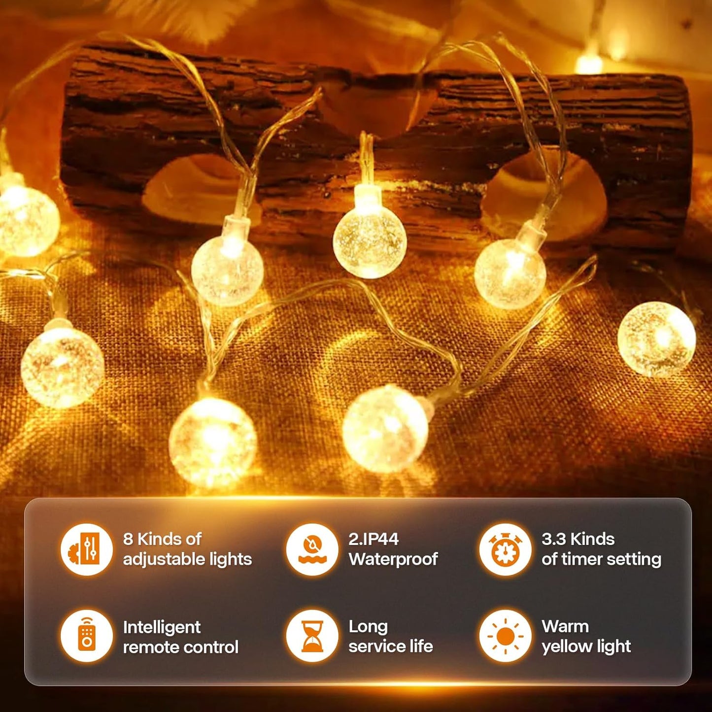 LED Lichterkette mit 8 Modi, 18m(100 Led) - Warmweiss - Innen/Aussen