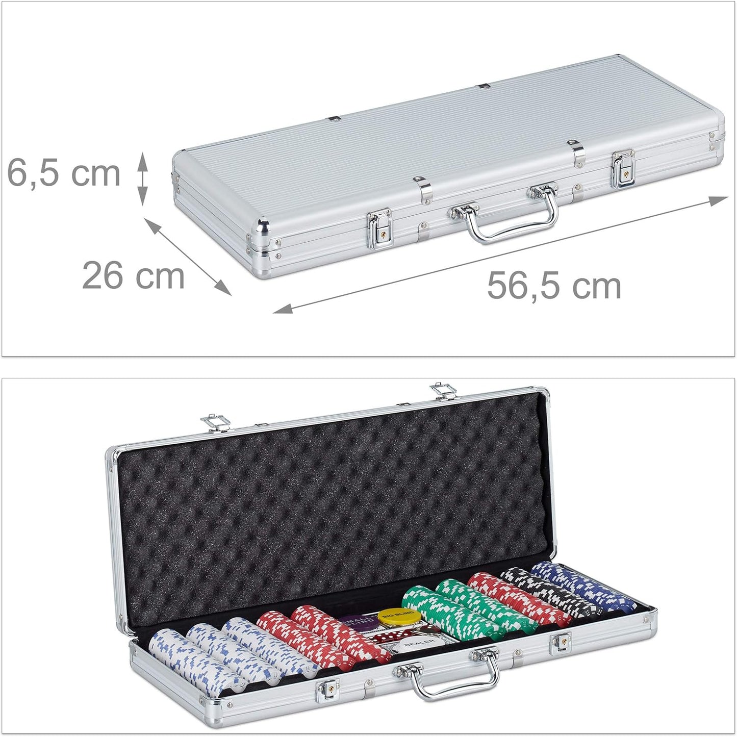 Pokerkoffer-Set mit 500 Chips und Zubehör