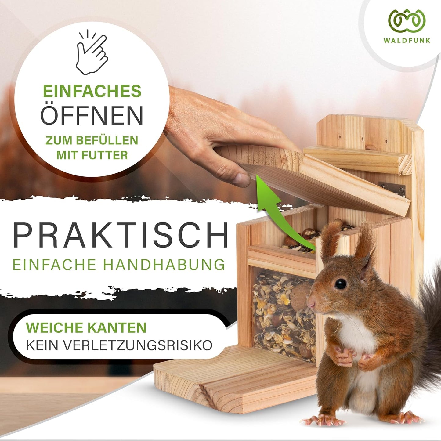 Wetterfeste Futterstation für Eichhörnchen