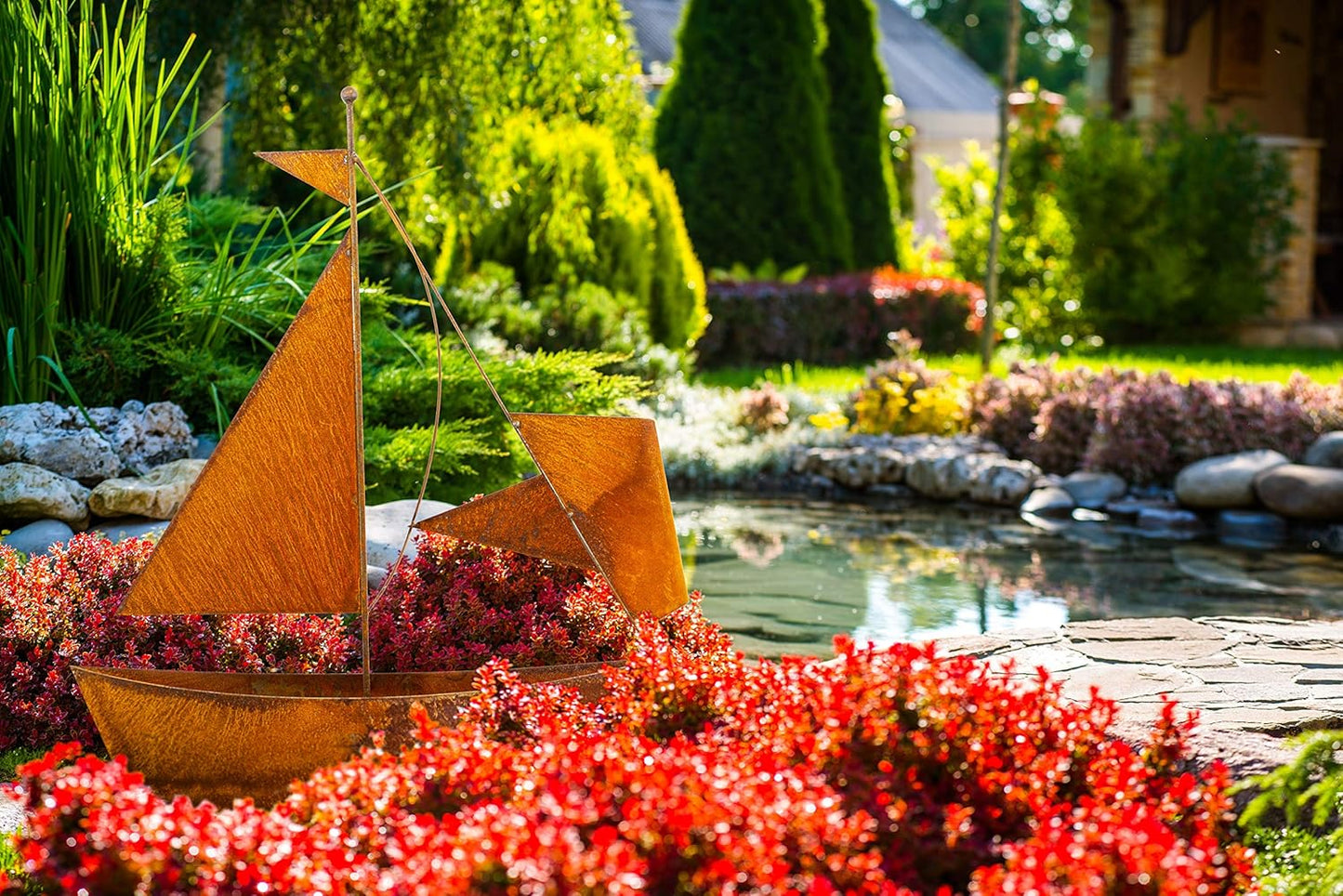 Gartendeko Segelschiff in Rostoptik zum Bepflanzen