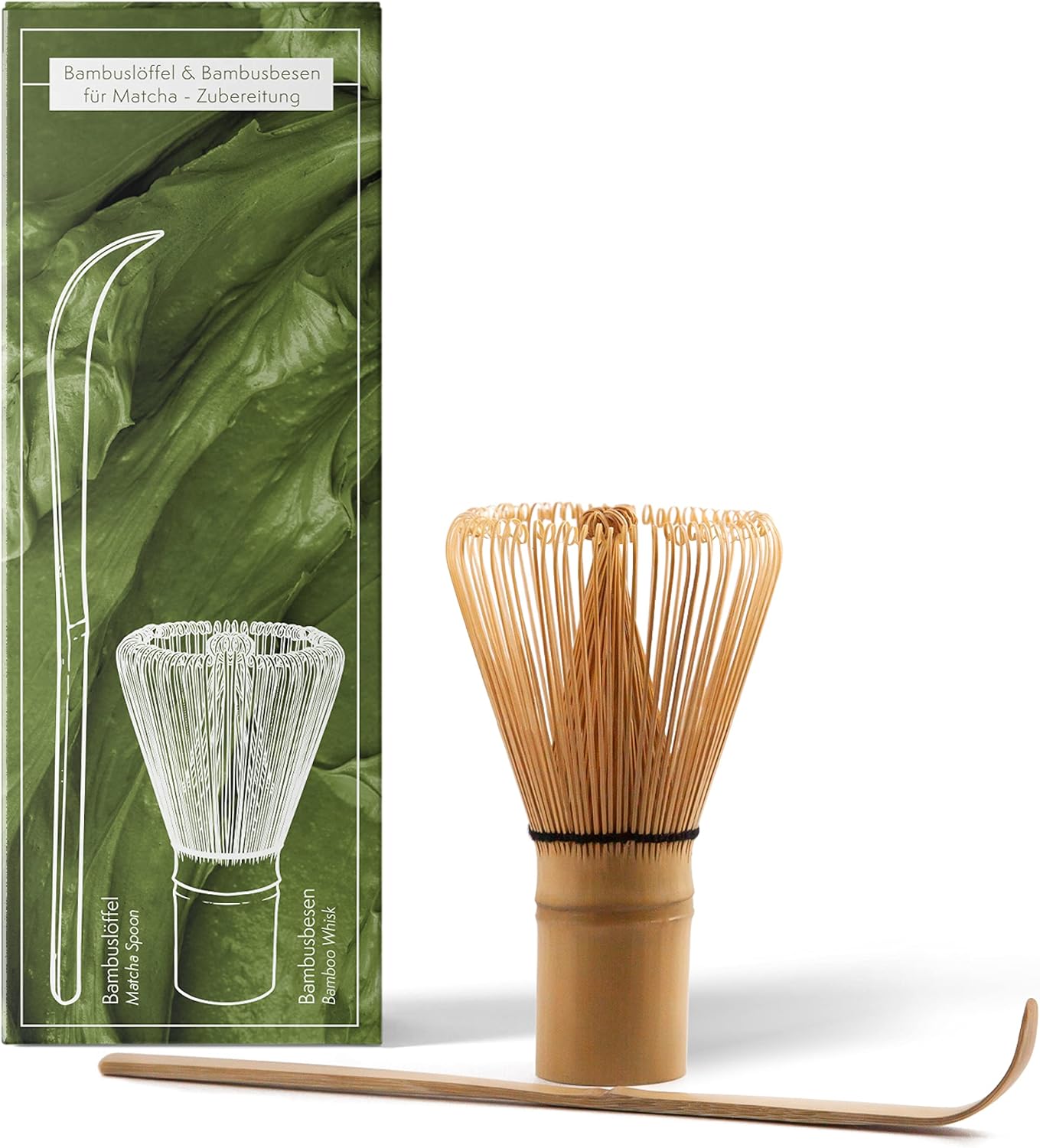Matcha Bambusbesen und Löffel Set, Besen + Löffel