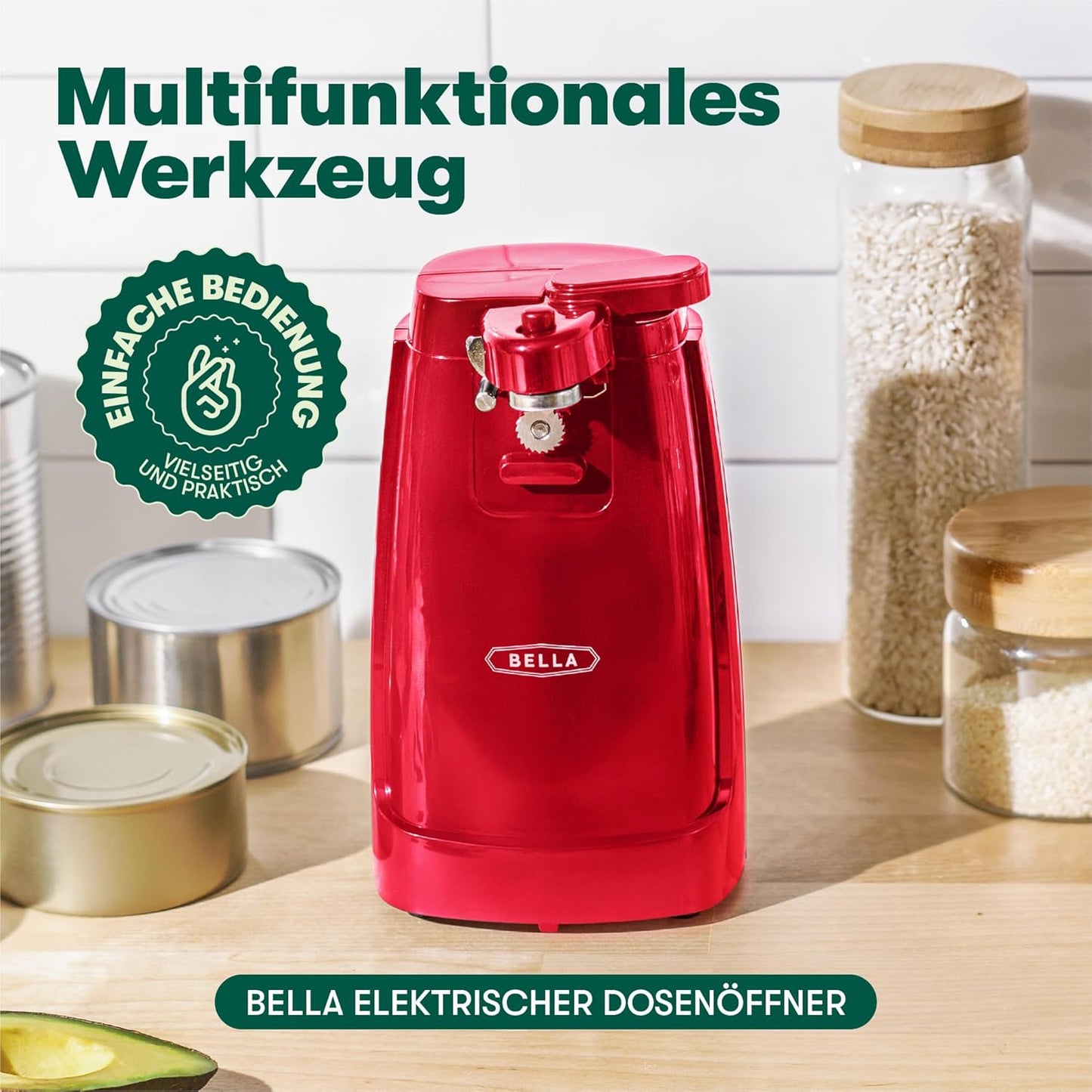 Elektrischer Dosenöffner mit Messerschärfer, Rot