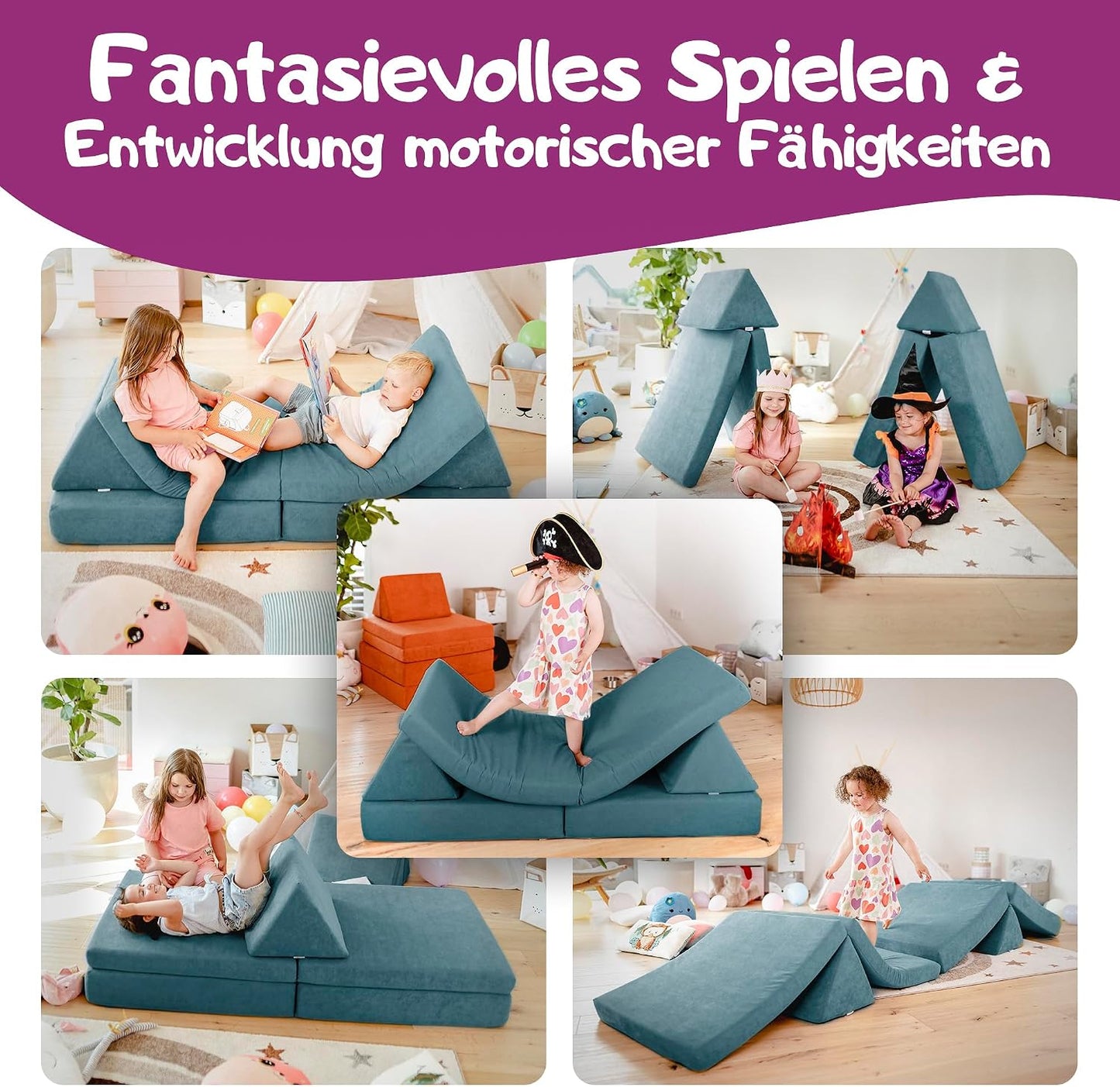Spielsofa für Kinder, Krabbelkäfer Blau