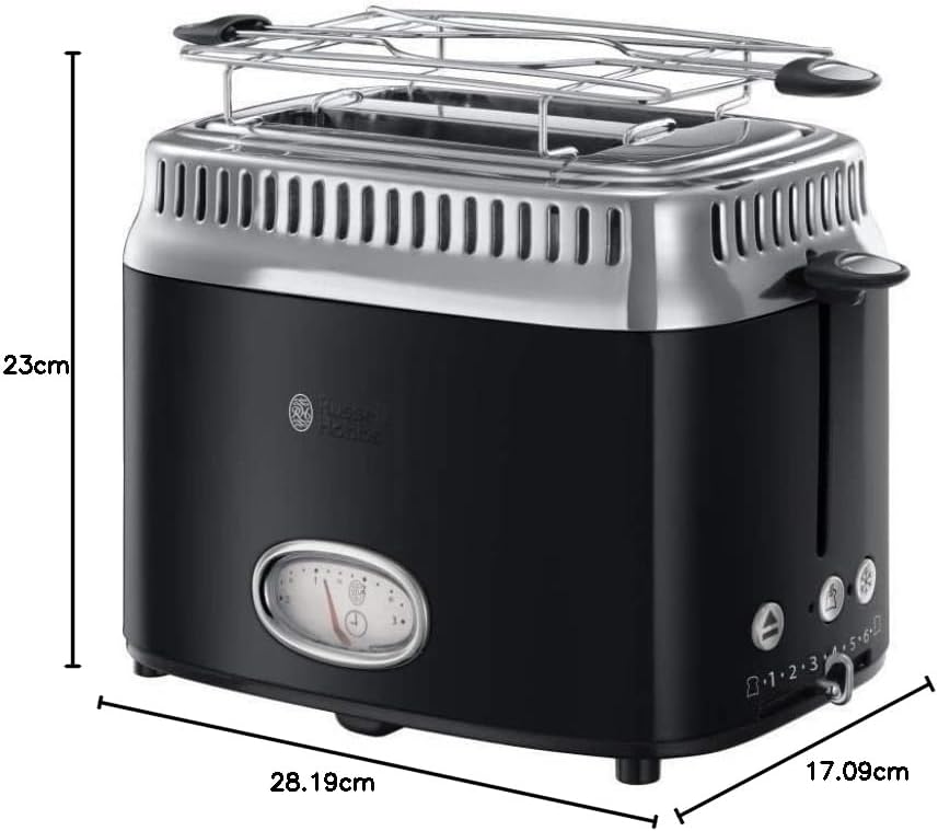 Toaster Retro mit Countdown-Anzeige, Schwarz